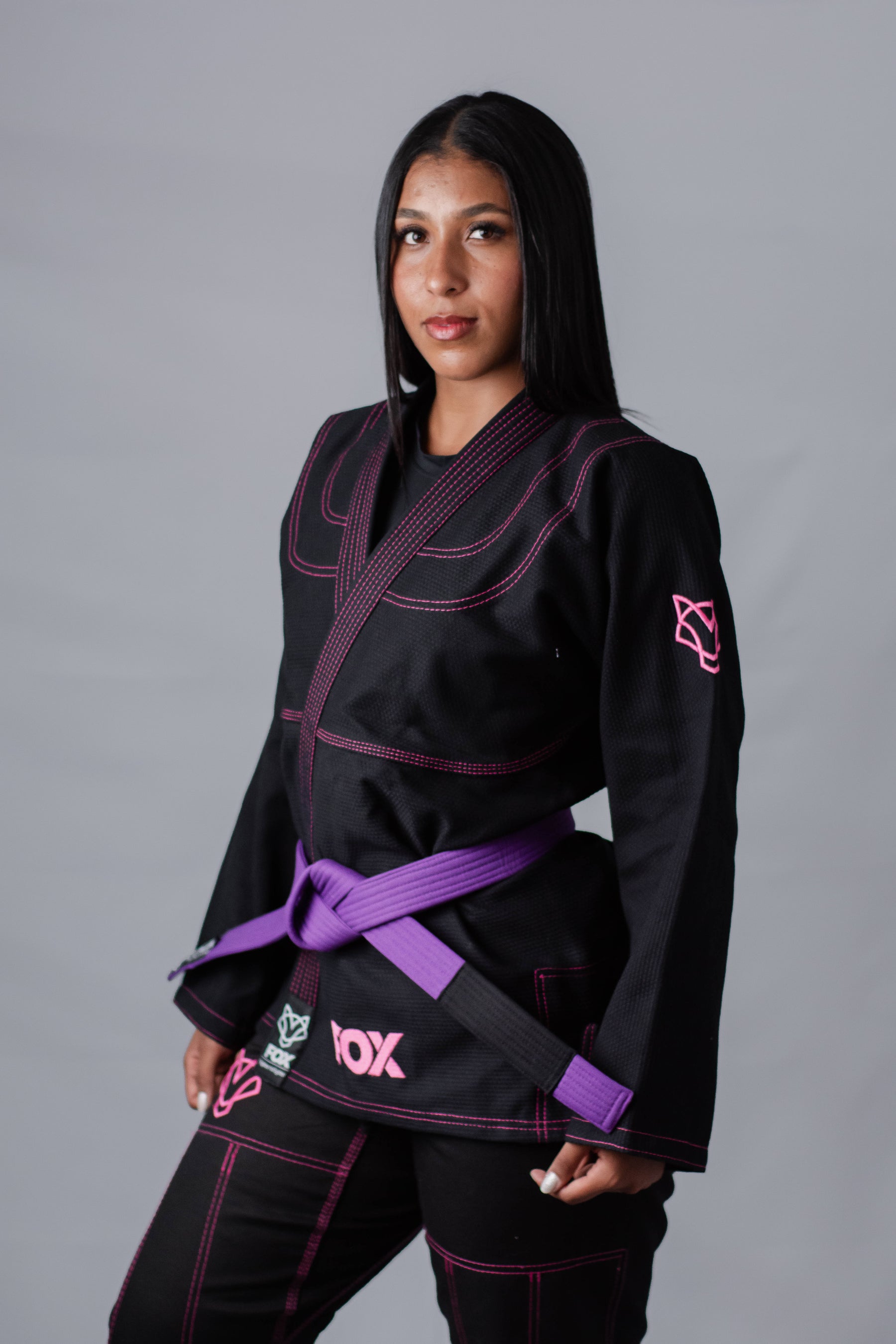 Kimono Sakura Classic Fox - Preto com Rosa
