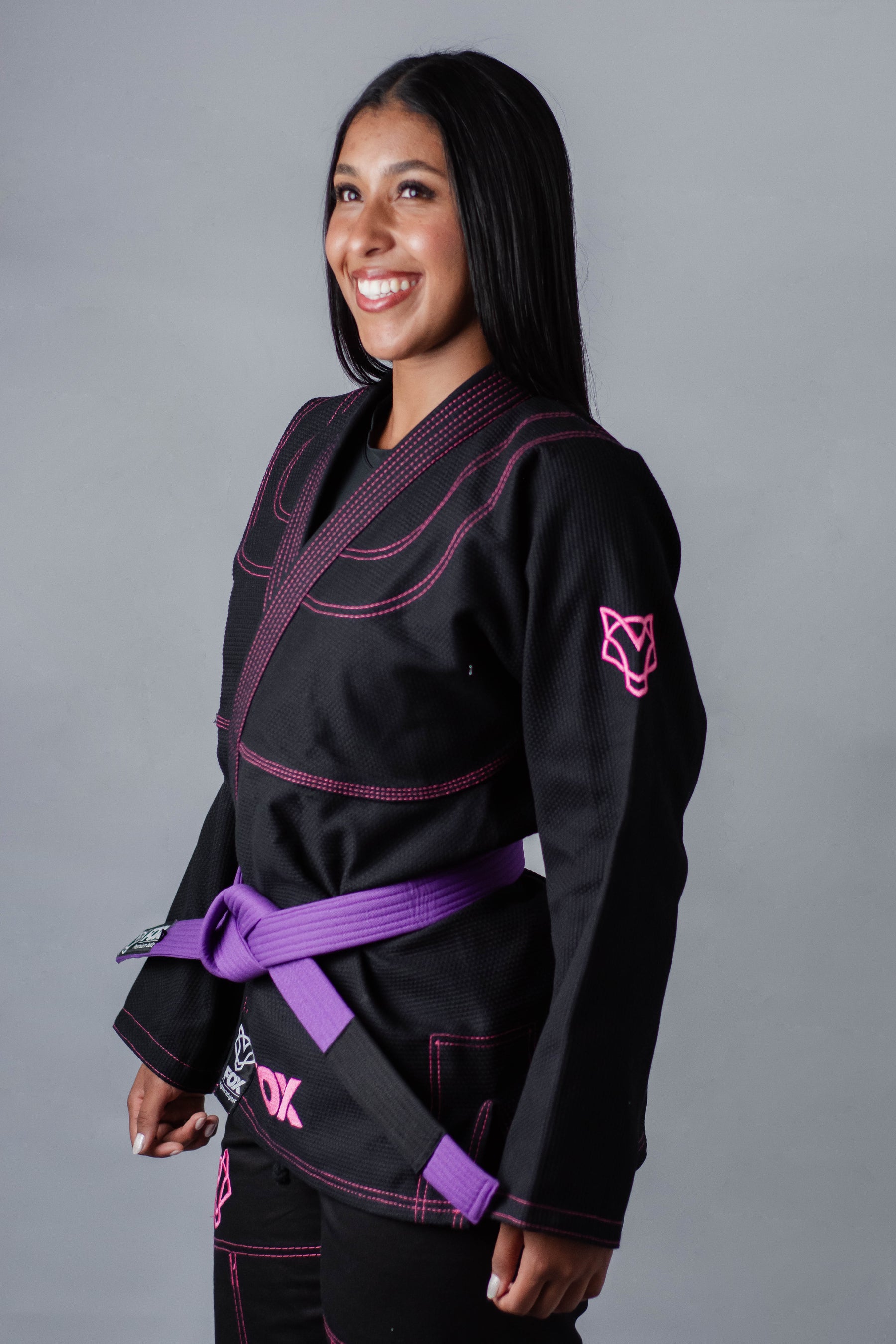 Kimono Sakura Classic Fox - Preto com Rosa