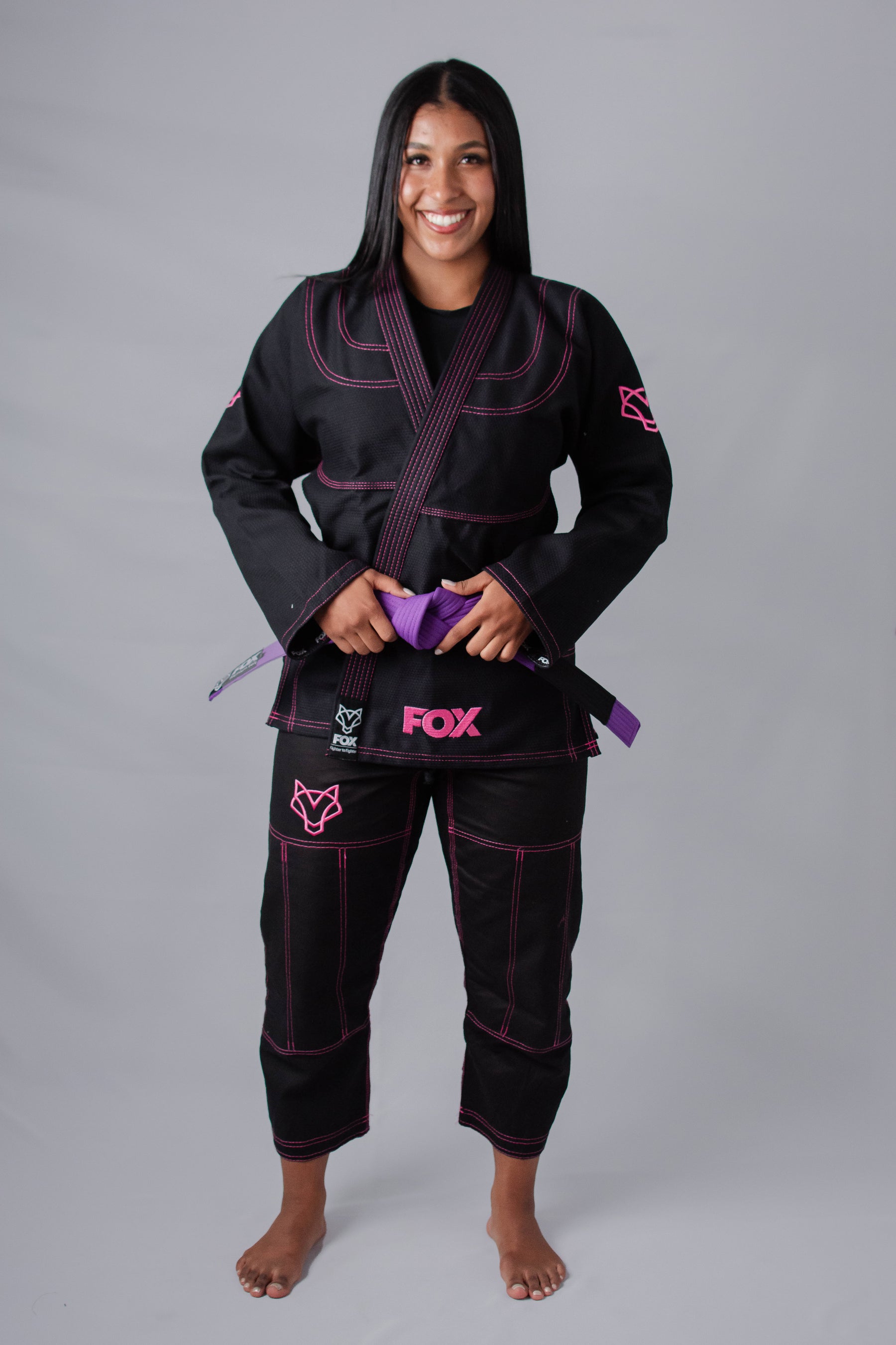 Kimono Sakura Classic Fox - Preto com Rosa