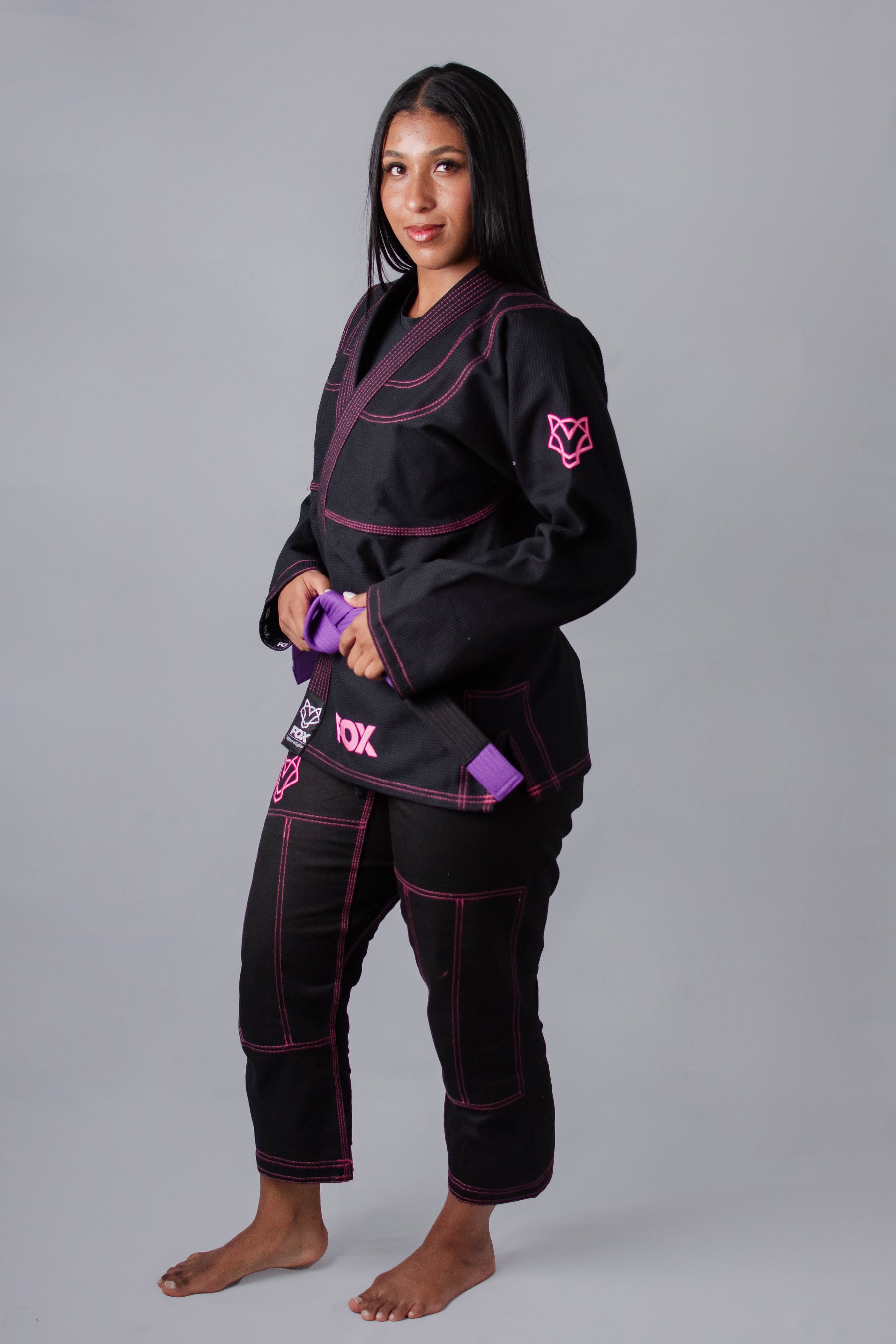 Kimono Sakura Classic Fox - Preto com Rosa