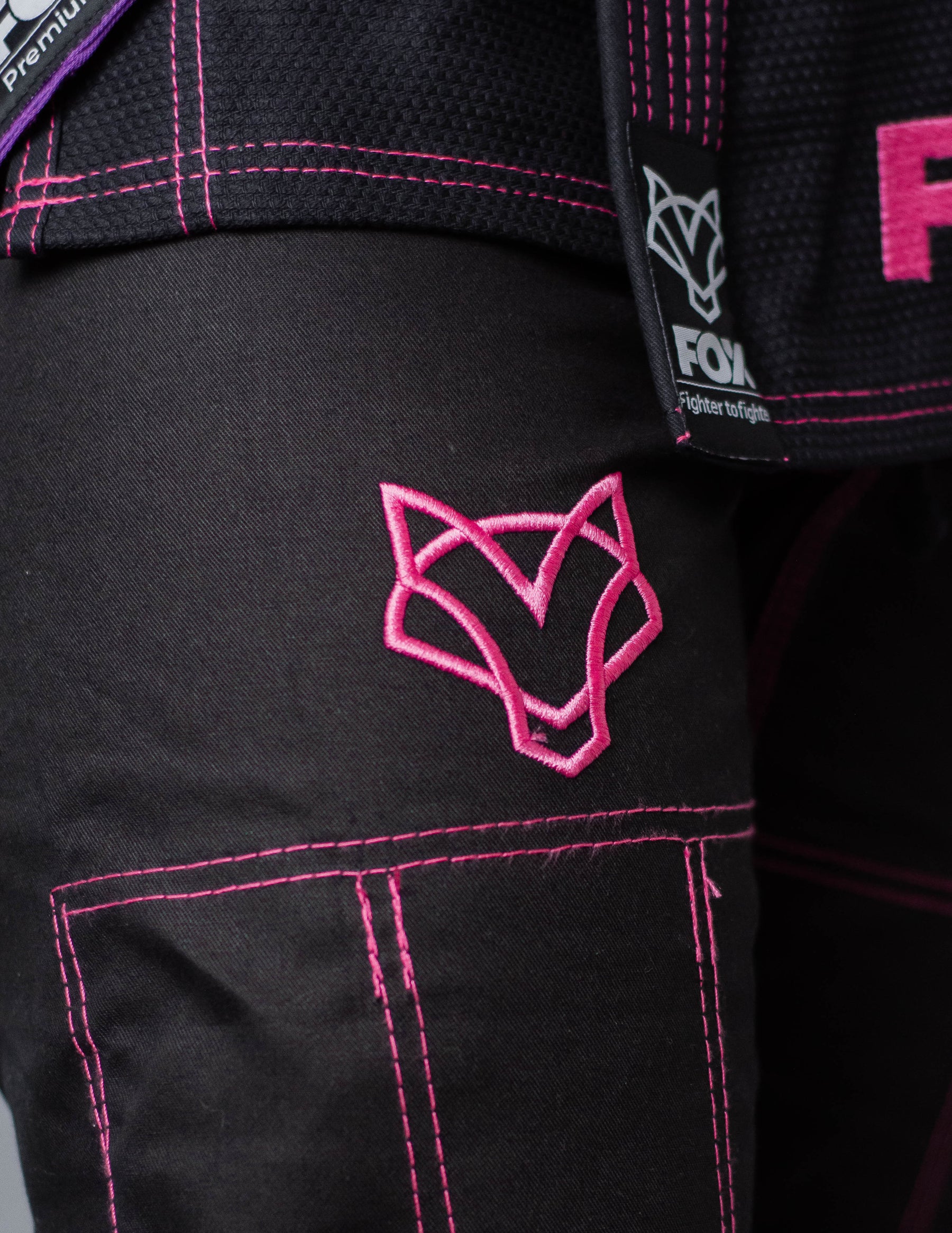 Kimono Sakura Classic Fox - Preto com Rosa