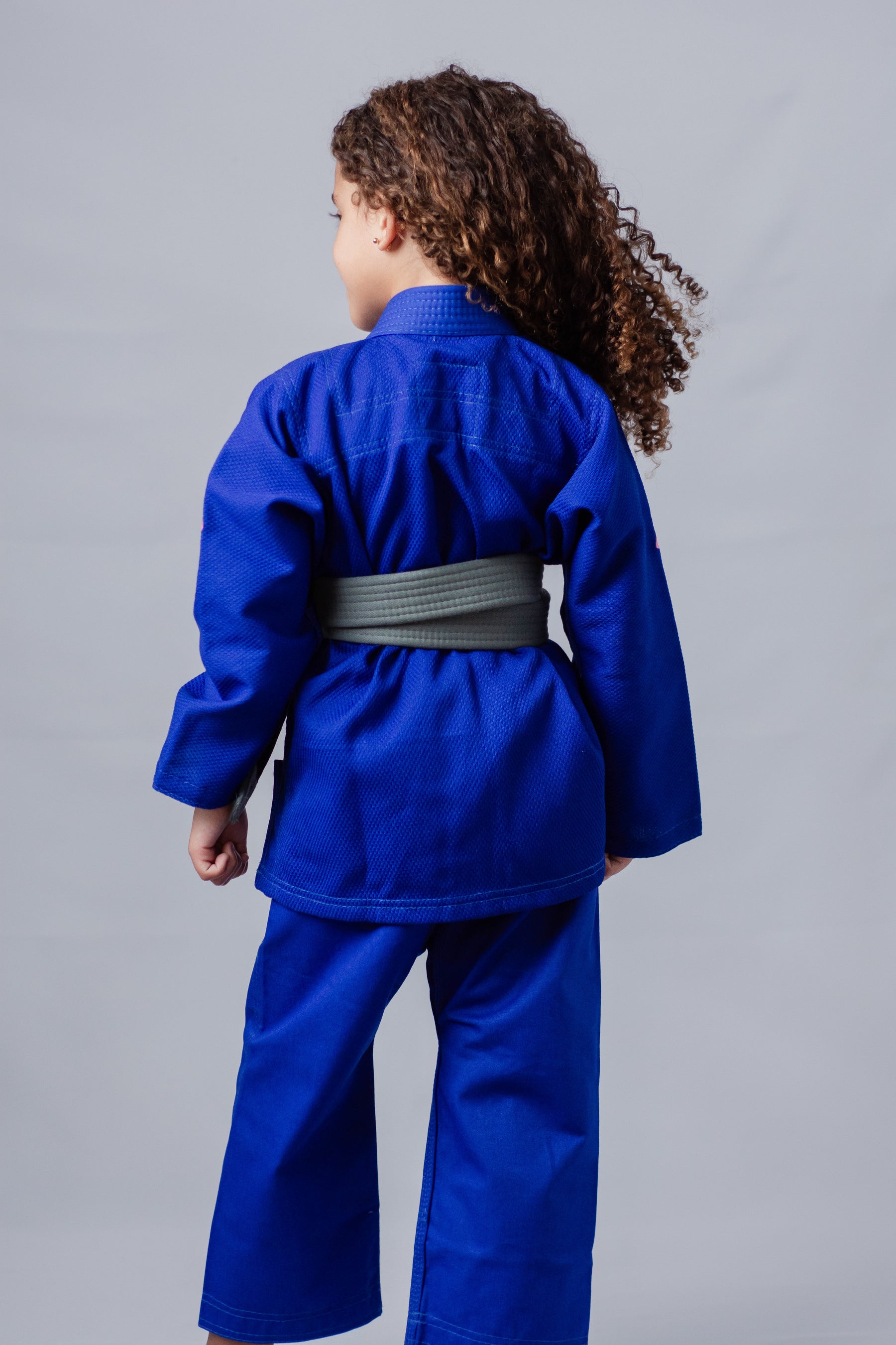 Kimono Feminino Kids Fox™ - Azul com logo Rosa