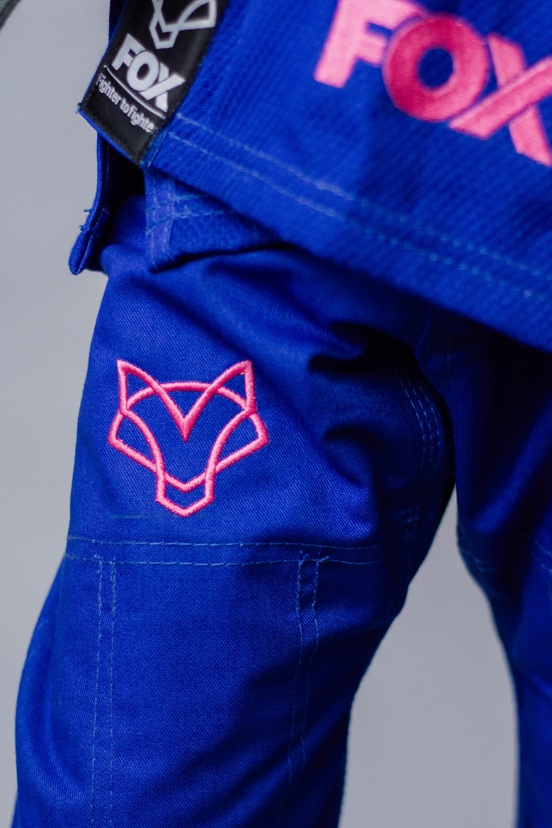 Kimono Feminino Kids Fox™ - Azul com logo Rosa