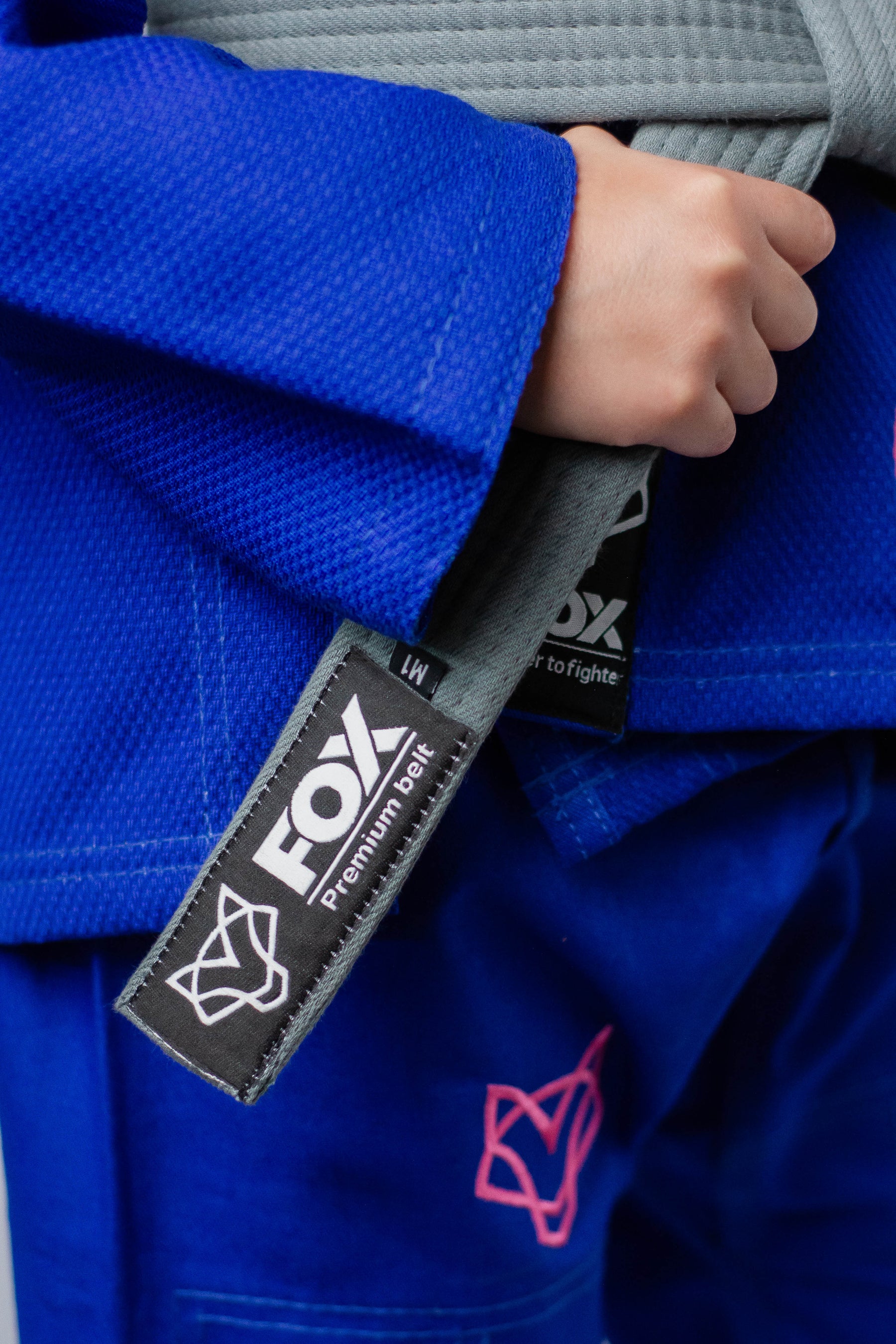 Kimono Feminino Kids Fox™ - Azul com logo Rosa