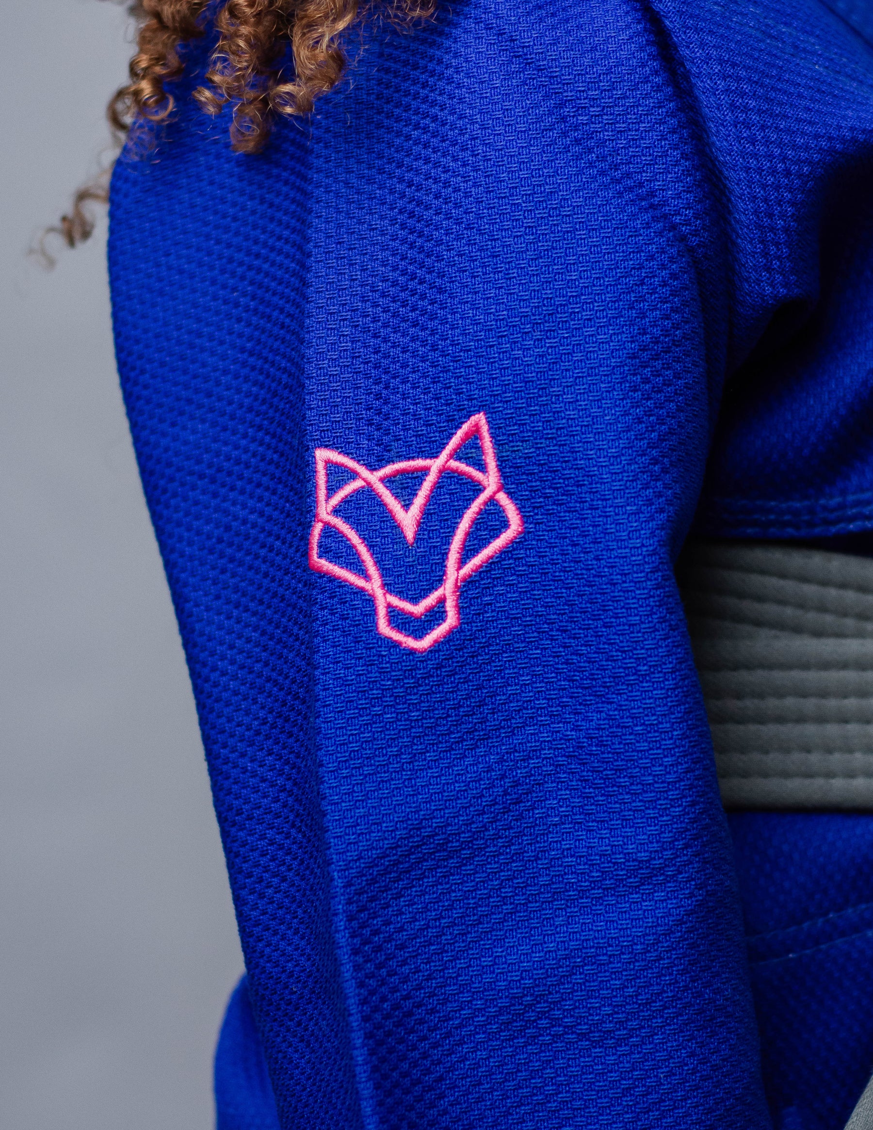 Kimono Feminino Kids Fox™ - Azul com logo Rosa