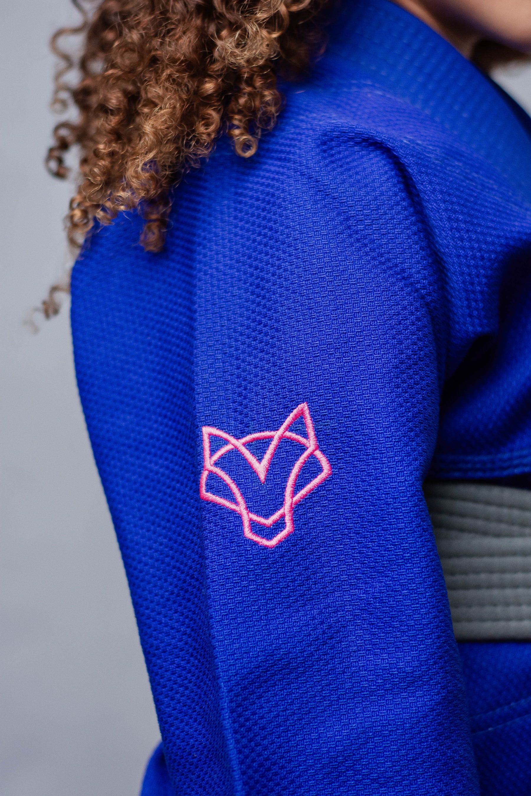 Kimono Feminino Kids Fox™ - Azul com logo Rosa