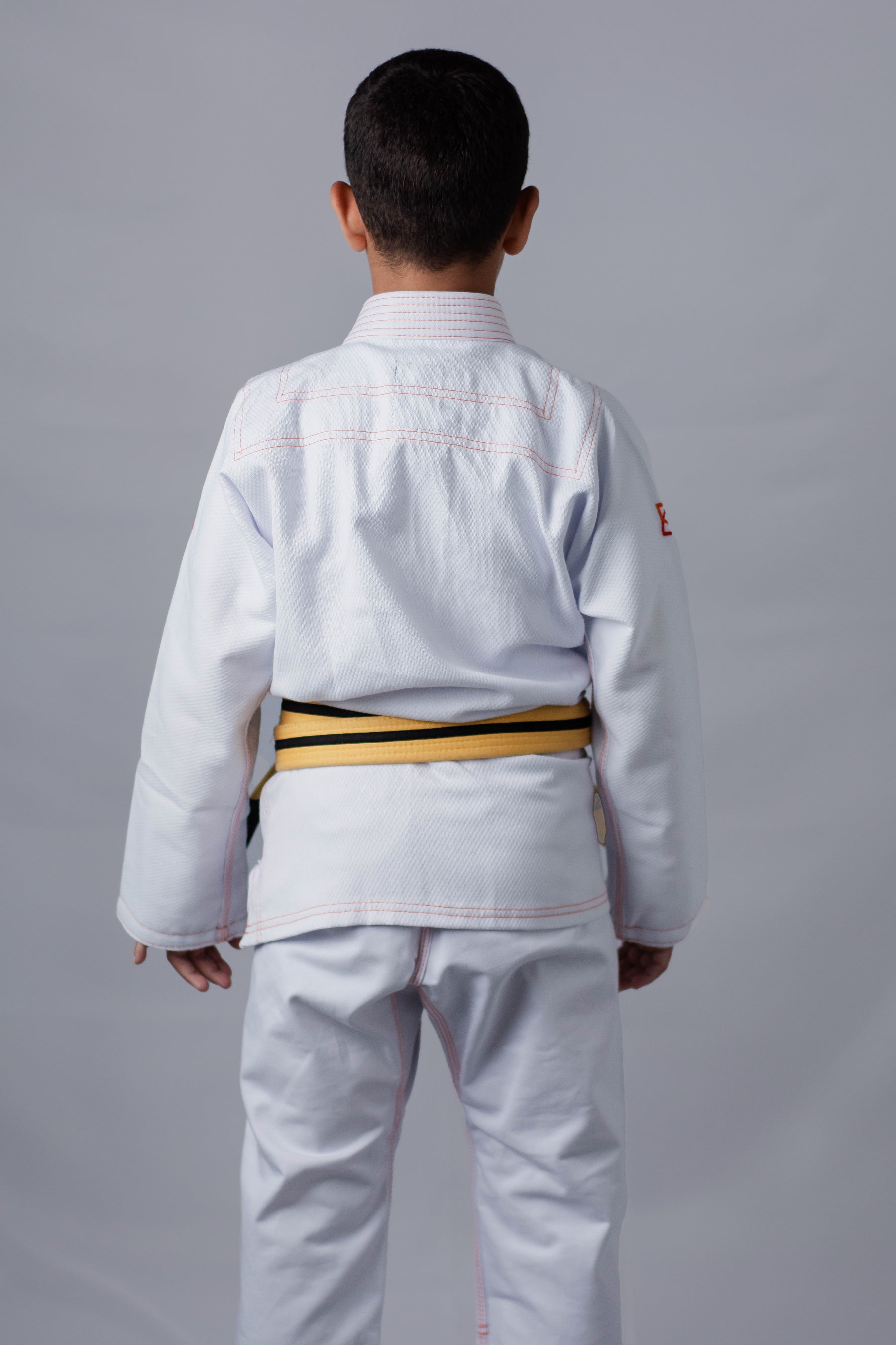 Kimono Masculino Kids Fox™ - Branco com Laranja