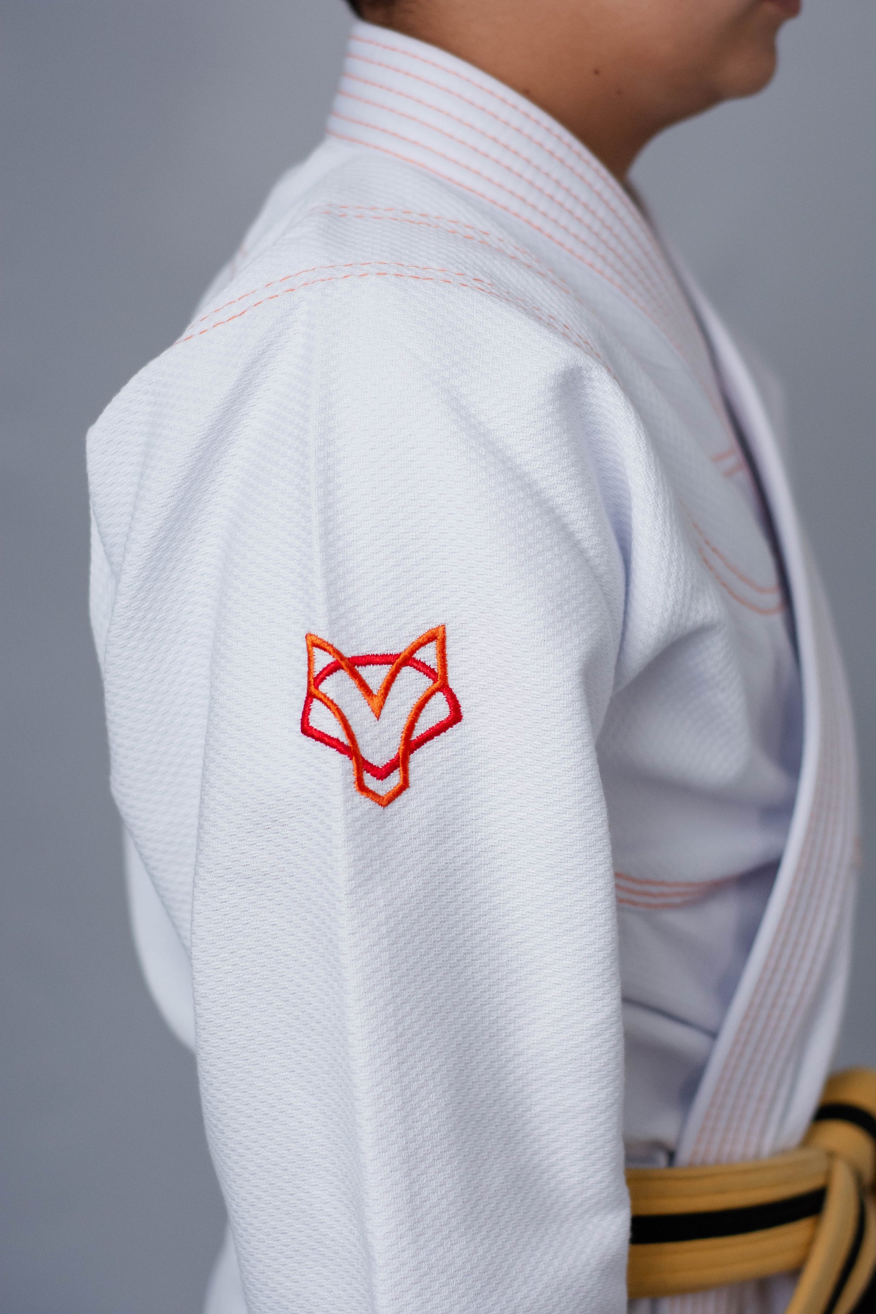 Kimono Masculino Kids Fox™ - Branco com Laranja