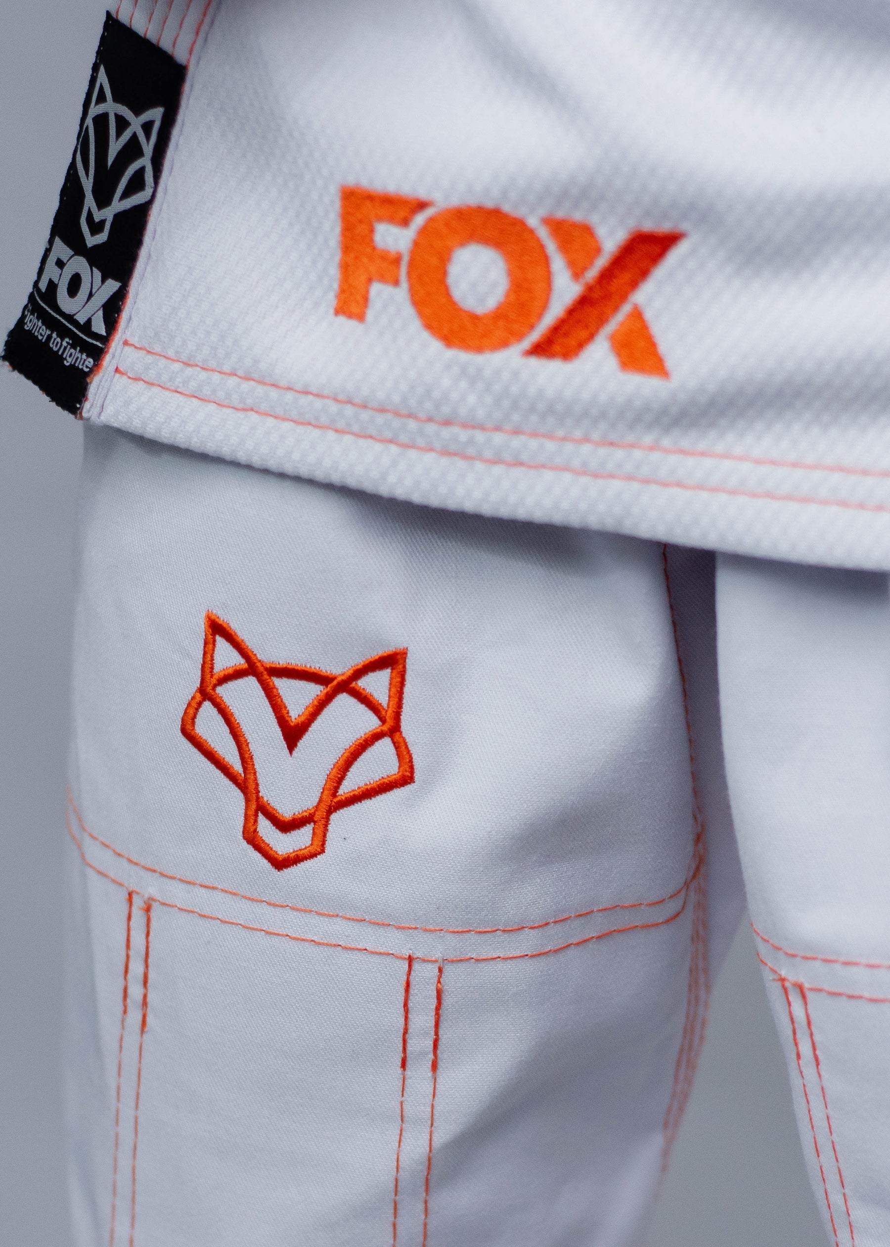 Kimono Masculino Kids Fox™ - Branco com Laranja