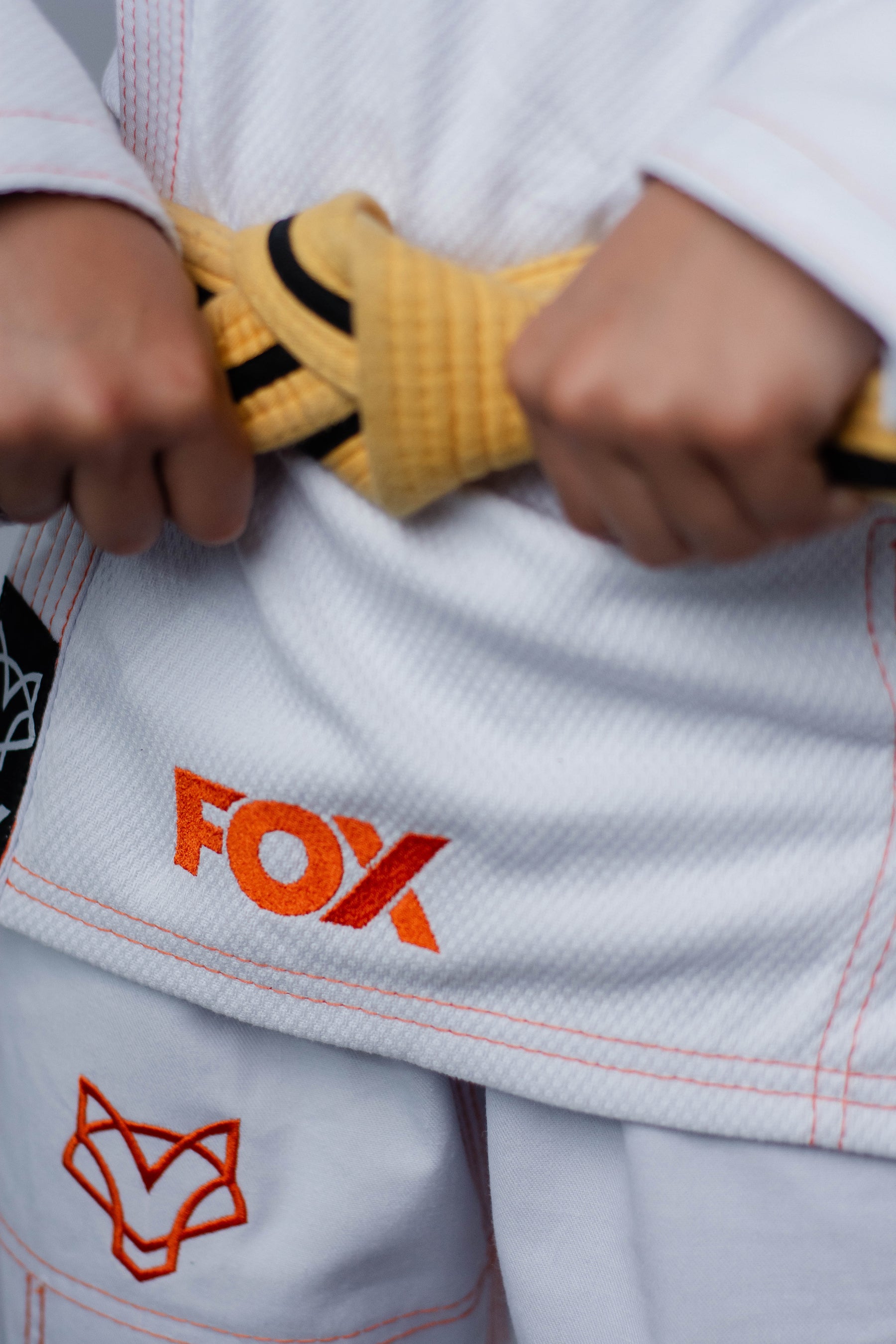 Kimono Masculino Kids Fox™ - Branco com Laranja