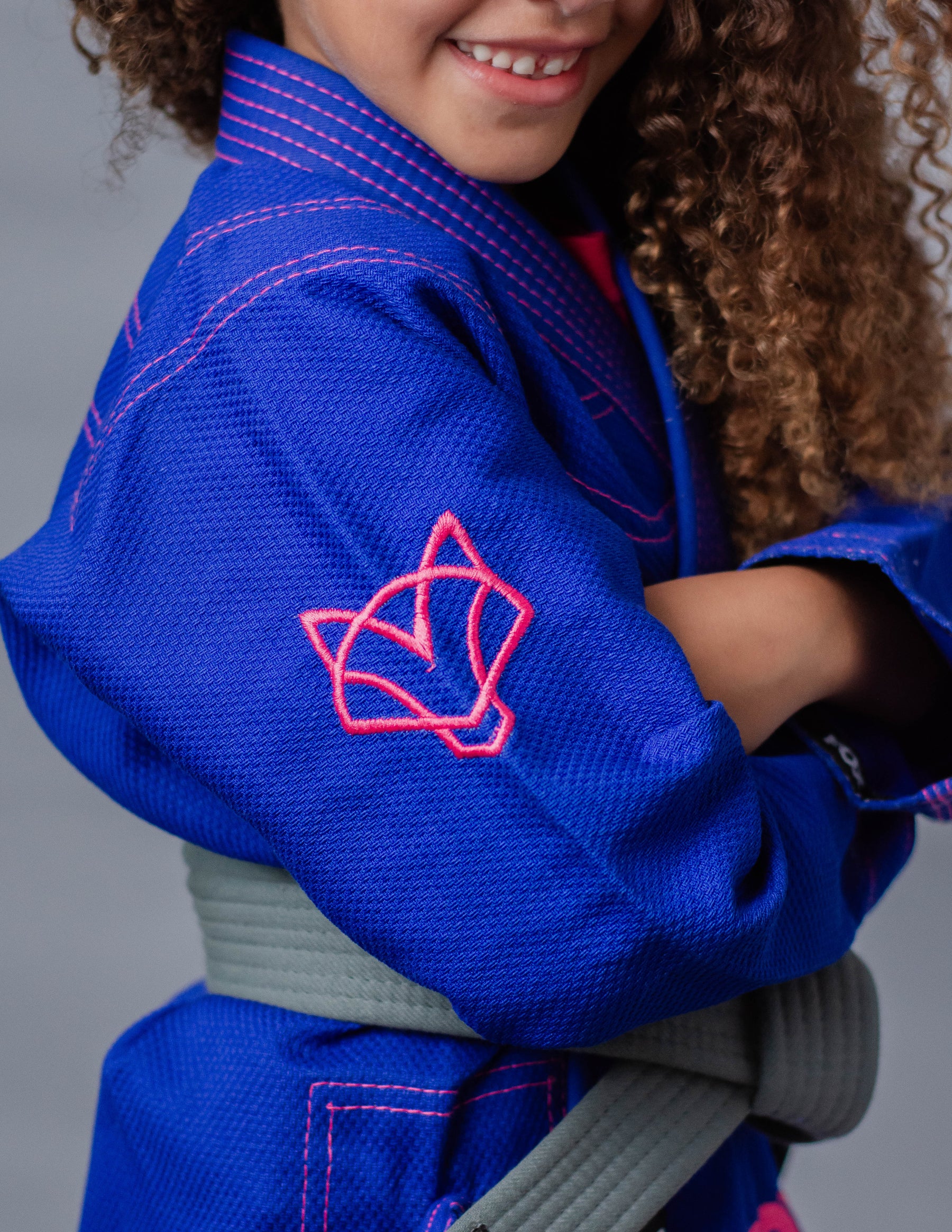 Kimono Feminino Kids Fox™ - Azul com Rosa