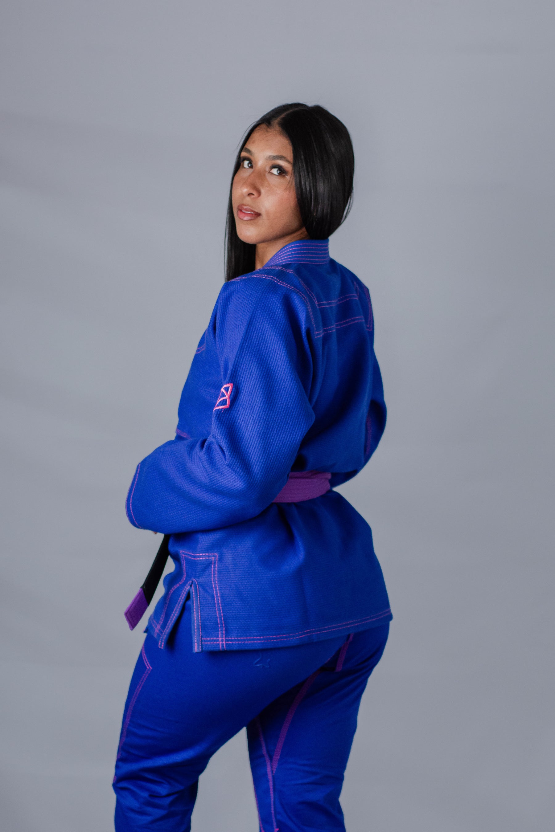 Kimono Sakura Fox - Azul com Rosa