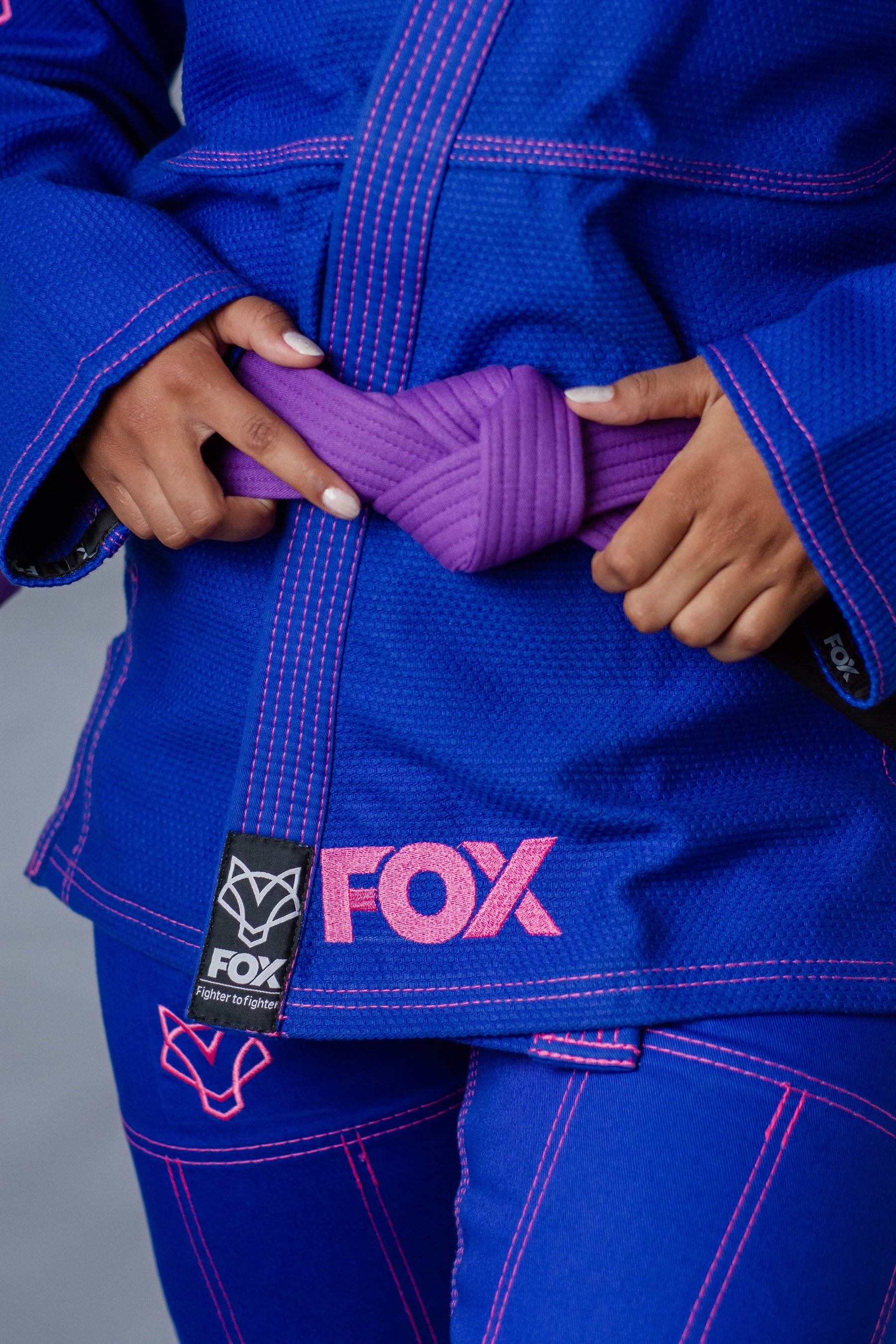 Kimono Sakura Fox - Azul com Rosa