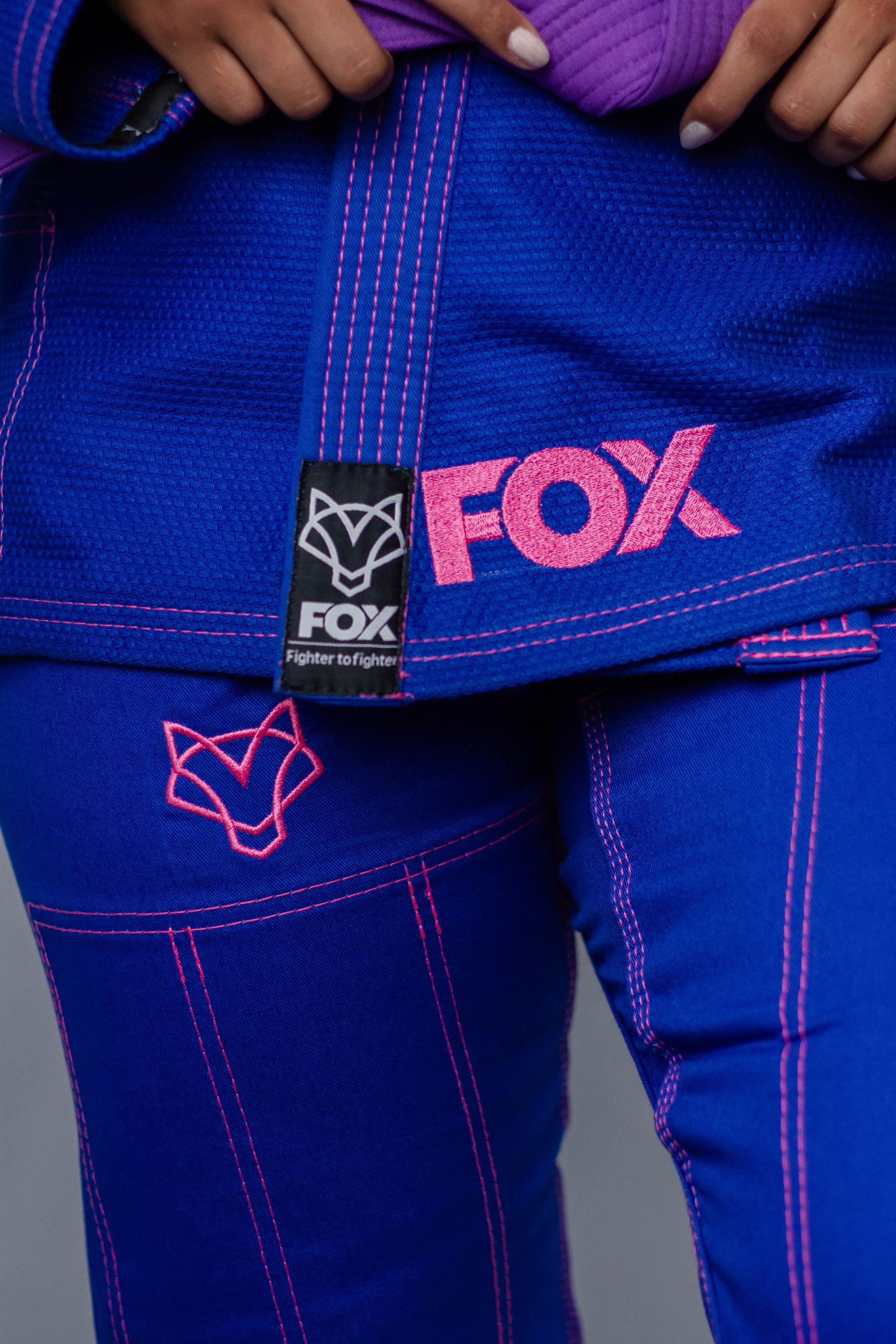 Kimono Sakura Fox - Azul com Rosa