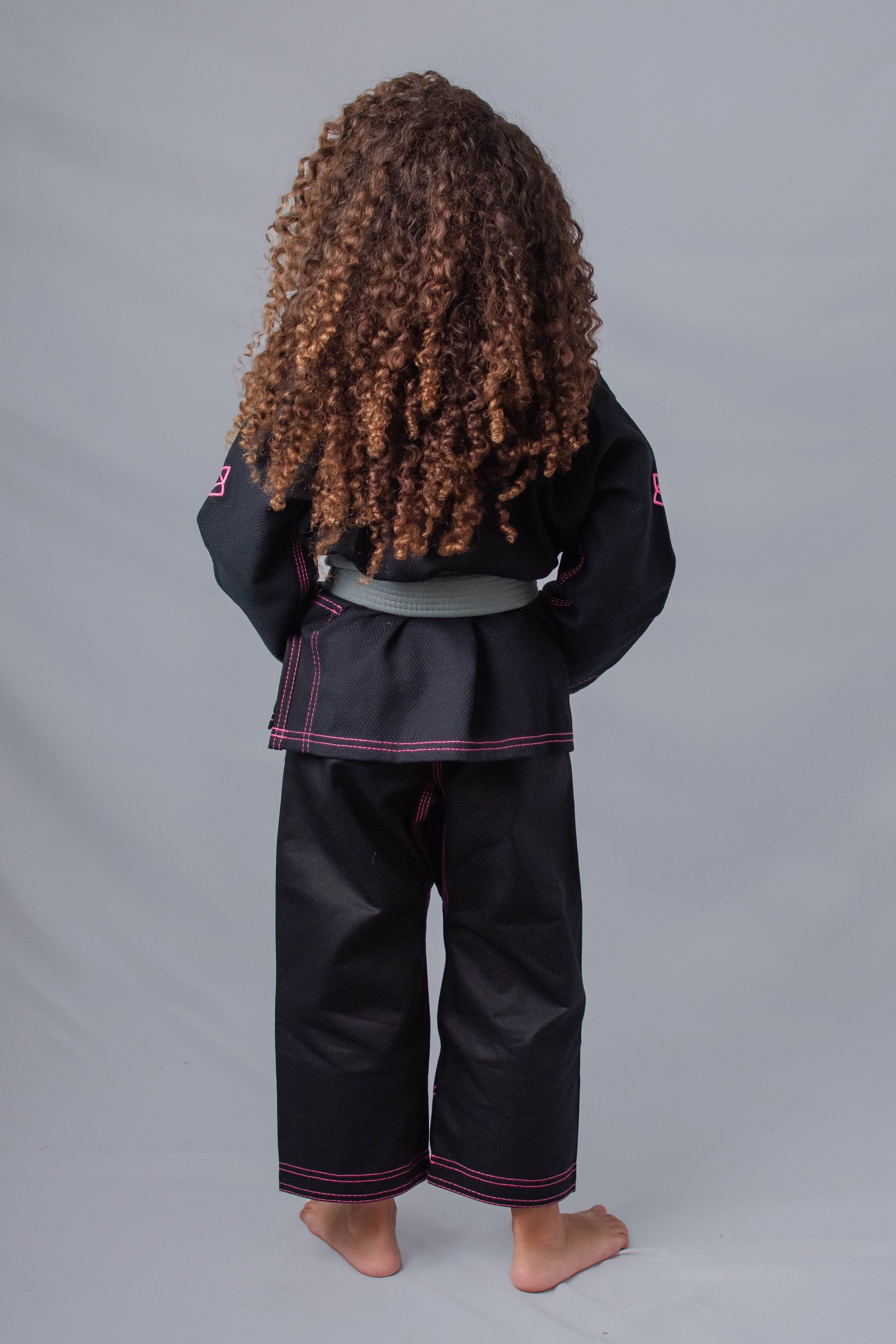 Kimono Feminino Kids Fox™ - Preto com Rosa