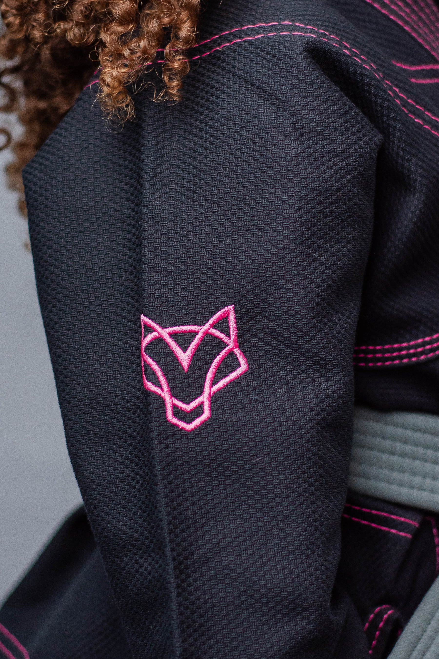 Kimono Feminino Kids Fox™ - Preto com Rosa