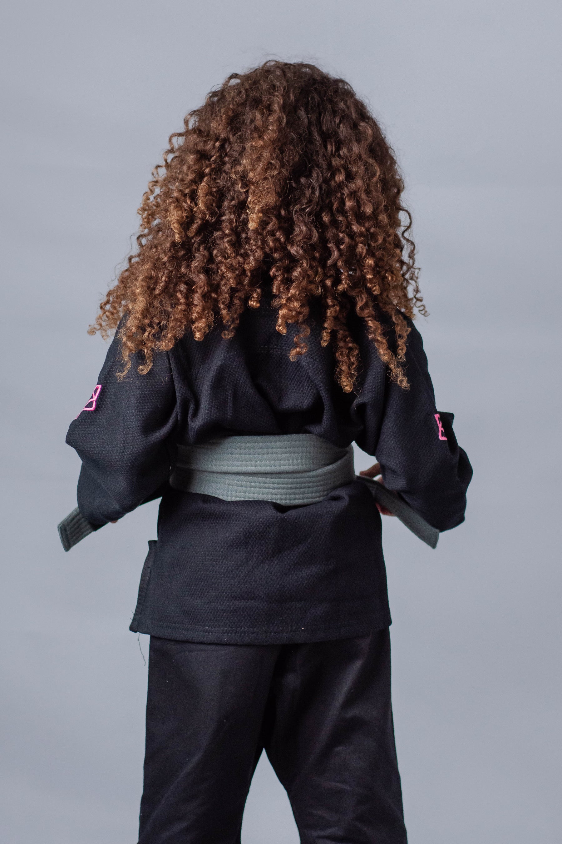 Kimono Feminino Kids Fox™ - Preto com logo Rosa