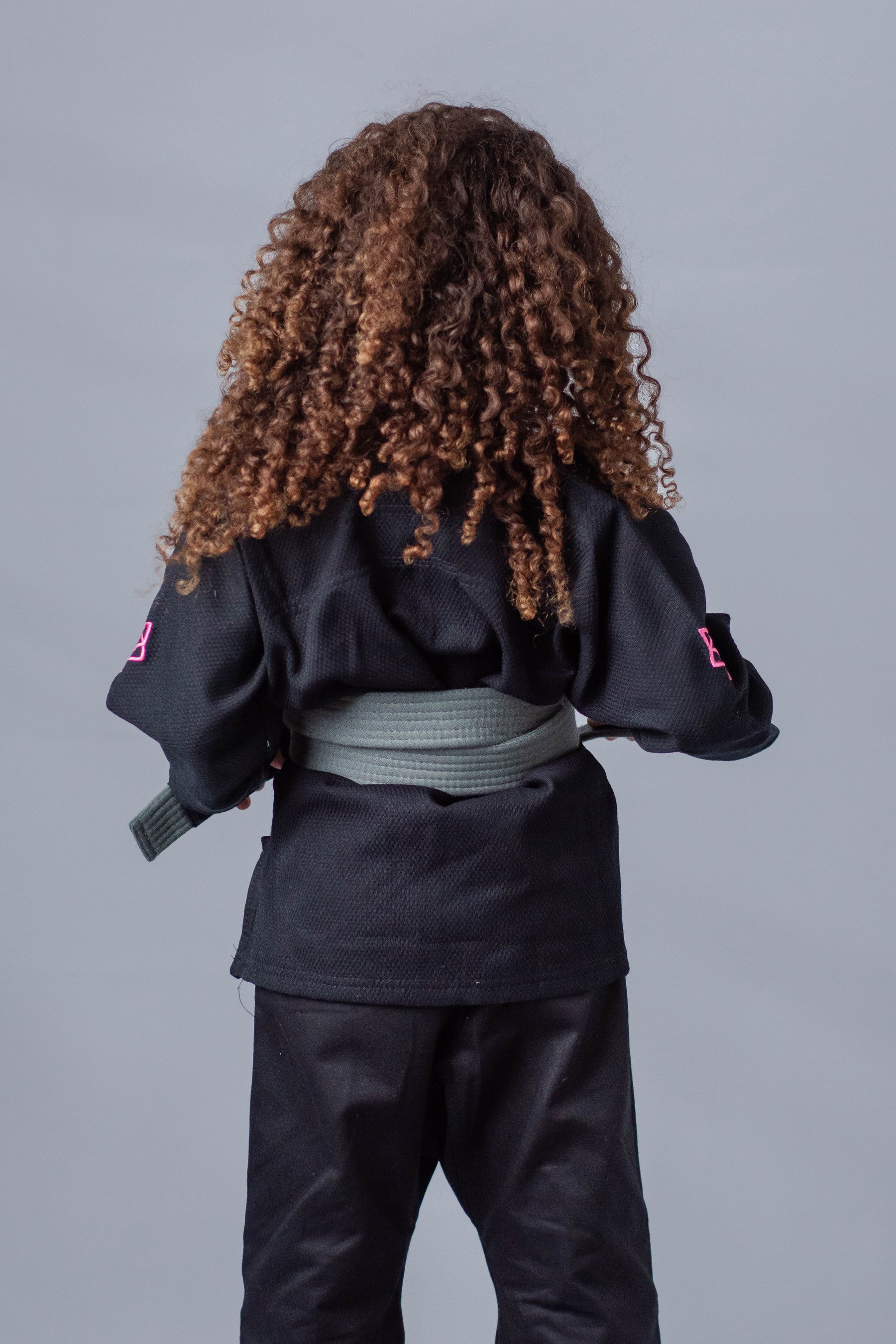 Kimono Feminino Kids Fox™ - Preto com logo Rosa