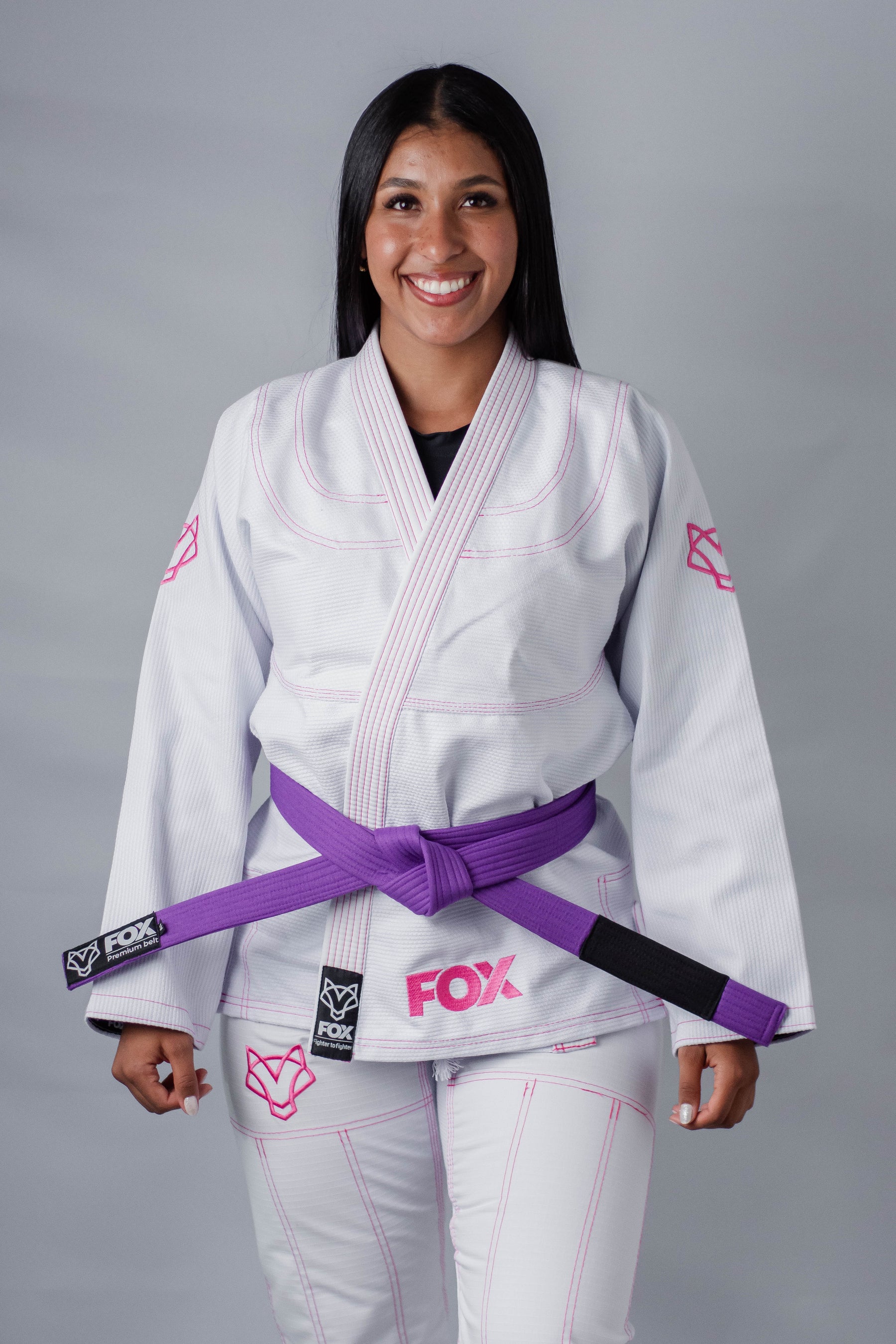 Kimono Sakura Fox - Branco com Rosa