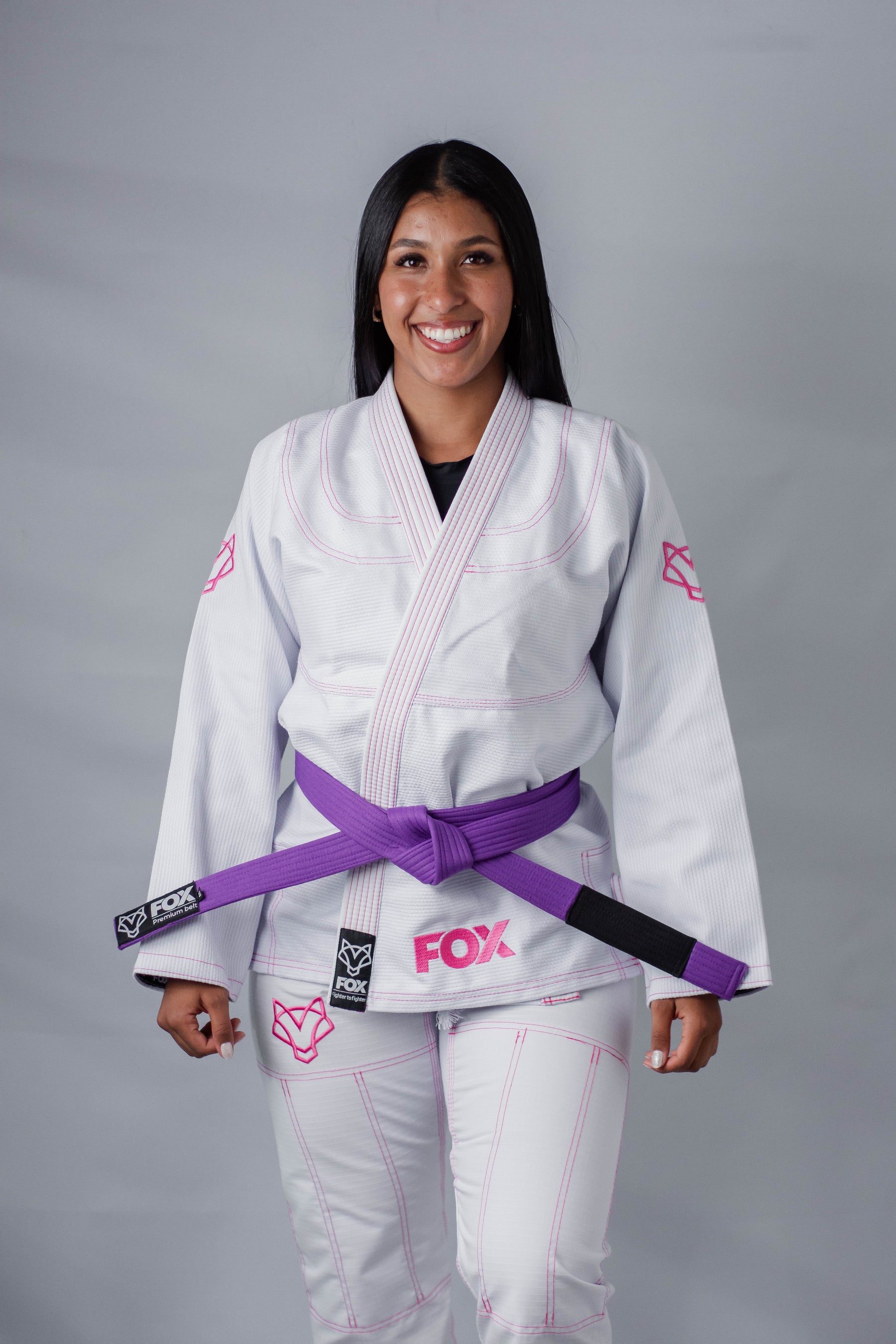 Kimono Sakura Fox - Branco com Rosa