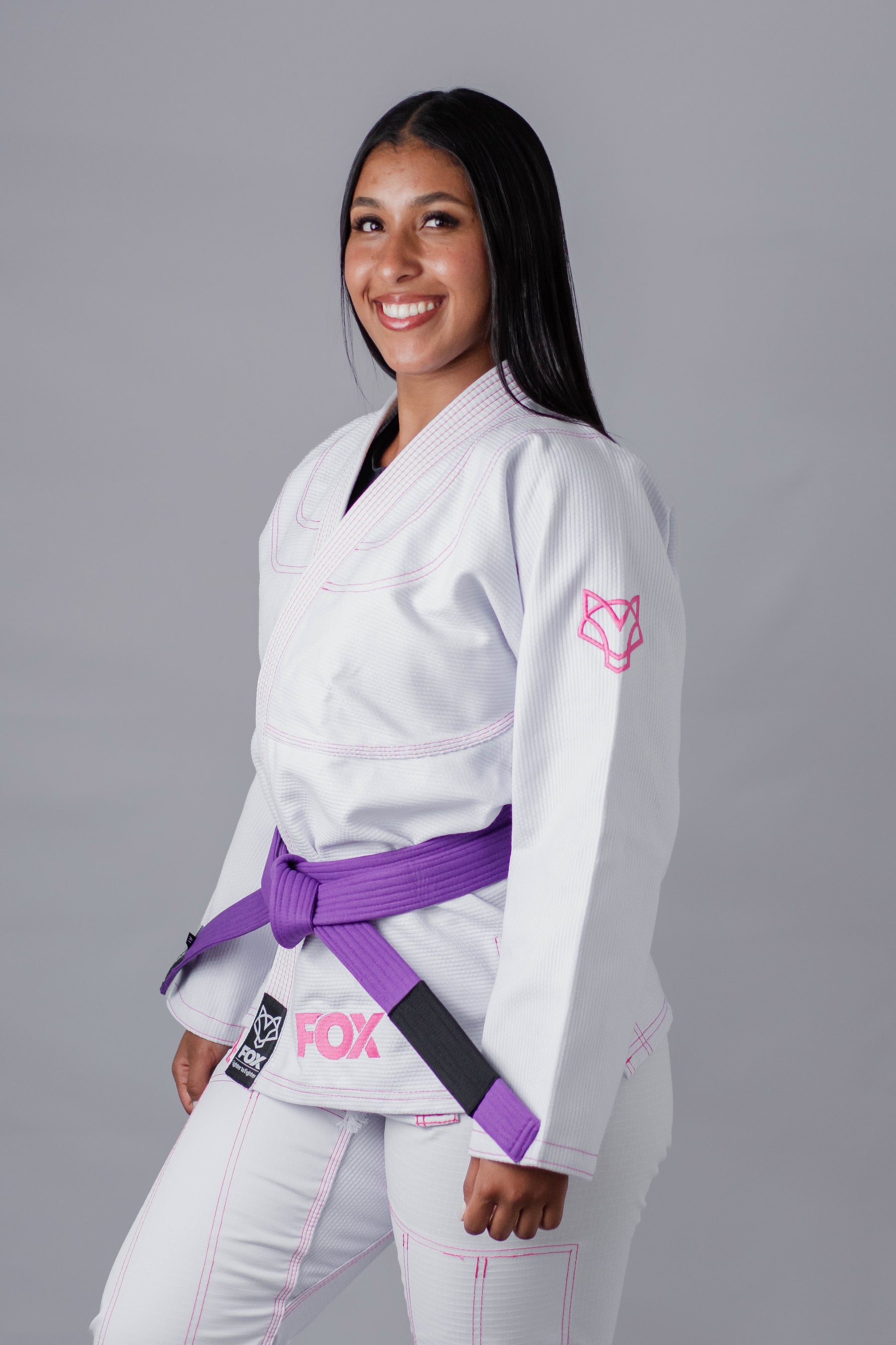 Kimono Sakura Fox - Branco com Rosa