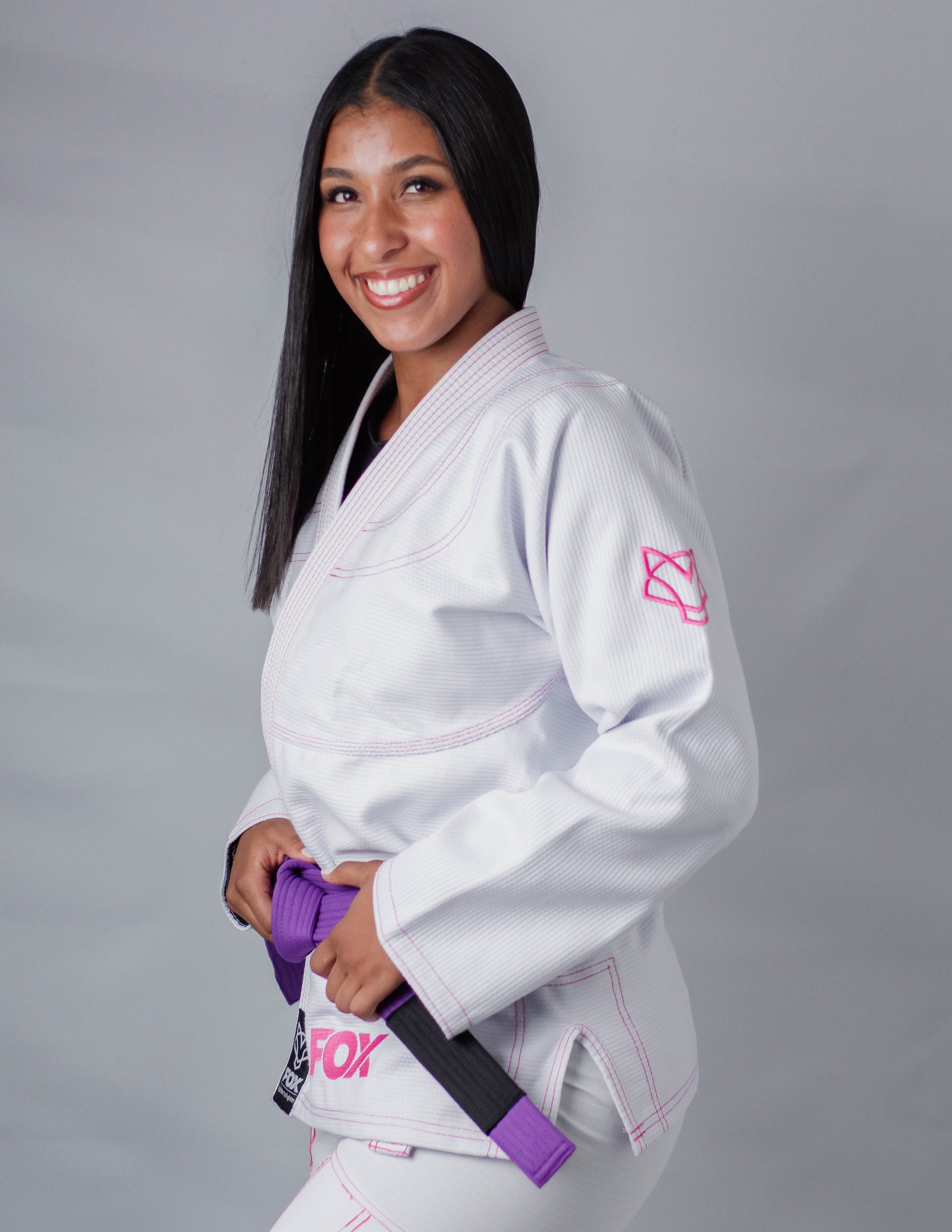 Kimono Sakura Fox - Branco com Rosa