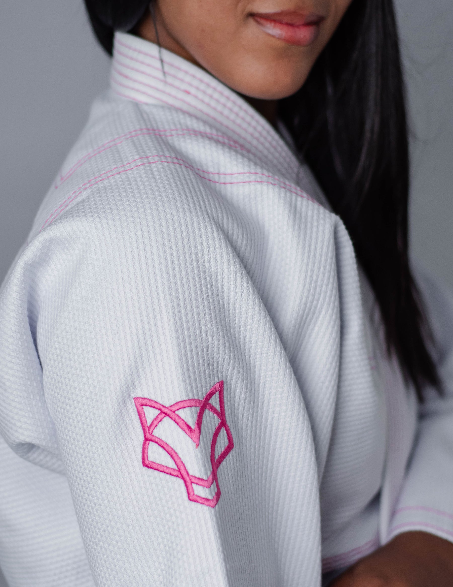 Kimono Sakura Fox - Branco com Rosa