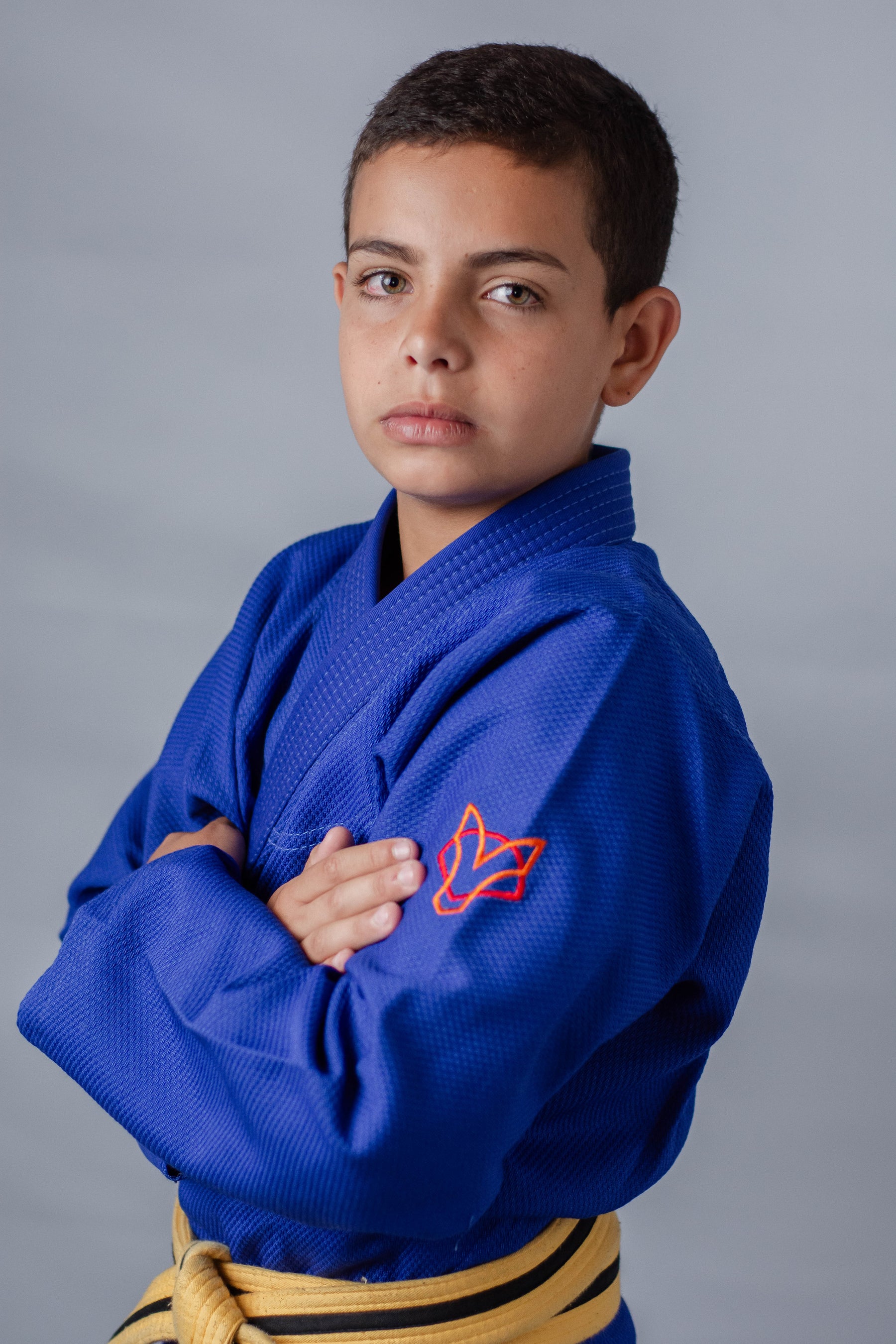 Kimono Masculino Kids Fox™ - Azul com logo Laranja