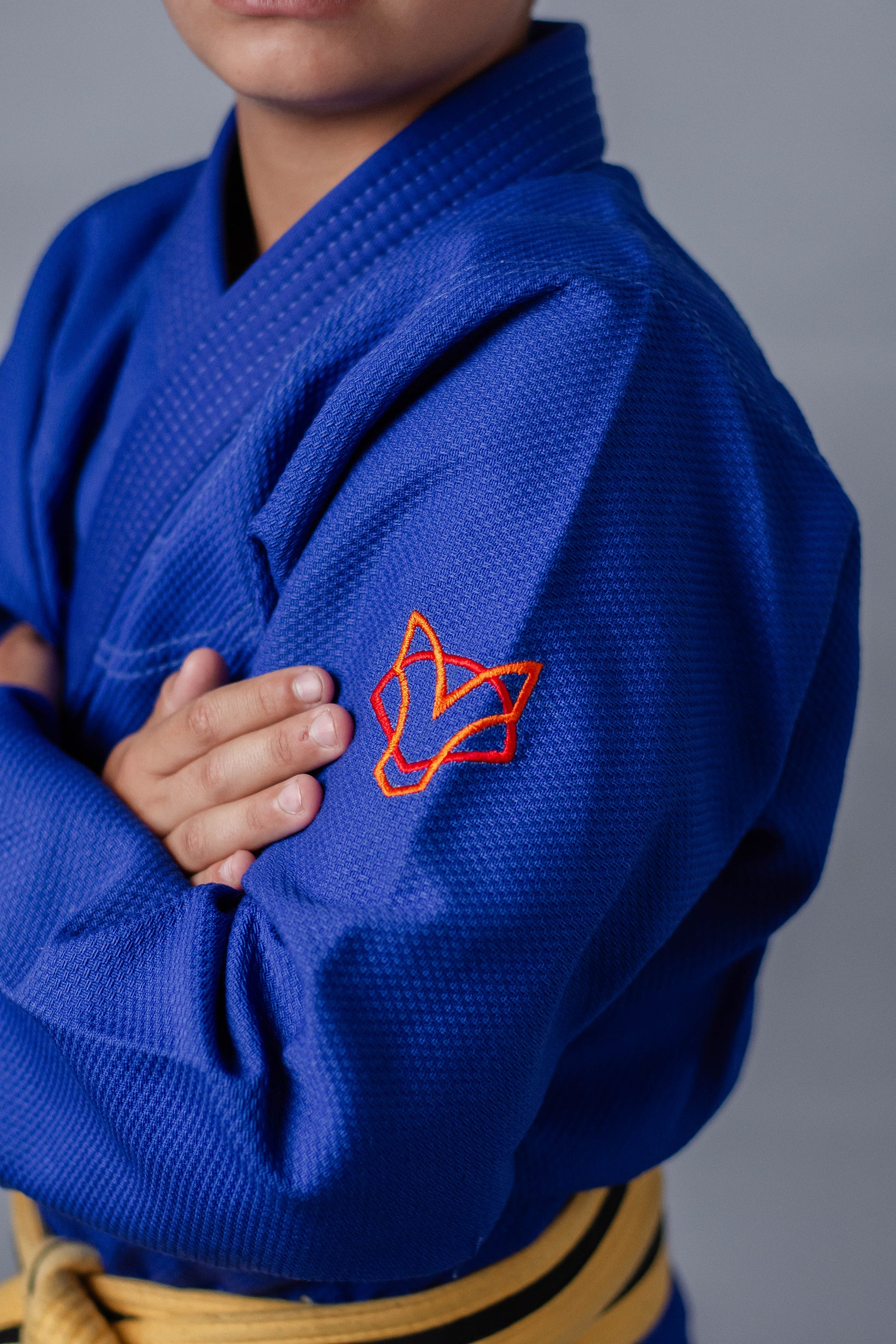 Kimono Masculino Kids Fox™ - Azul com logo Laranja