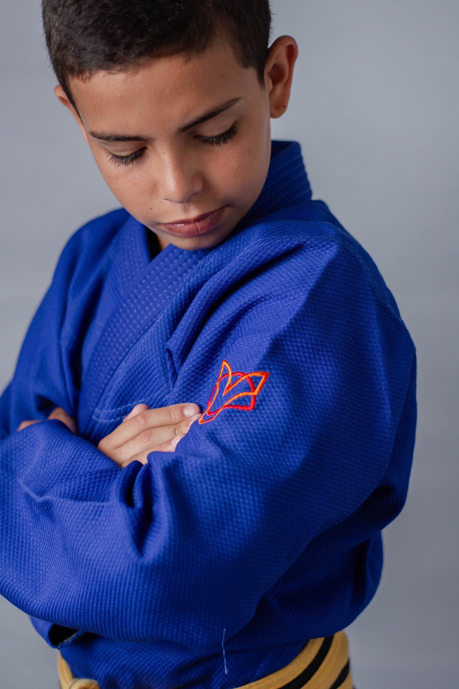 Kimono Masculino Kids Fox™ - Azul com logo Laranja