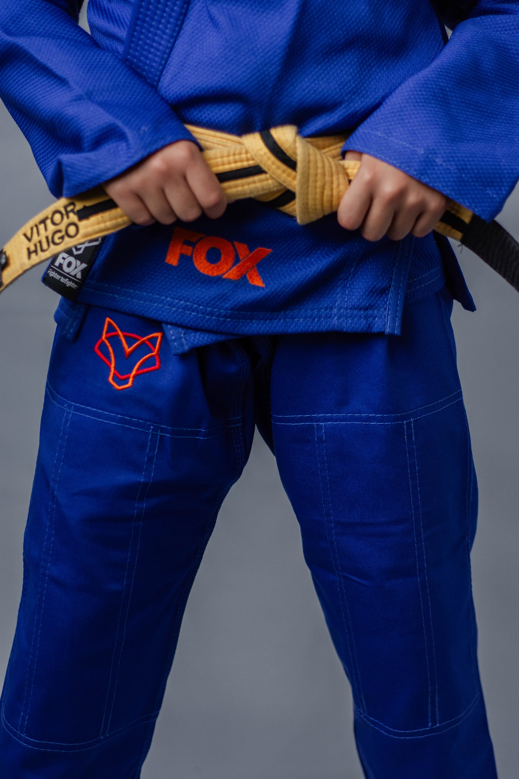 Kimono Masculino Kids Fox™ - Azul com logo Laranja