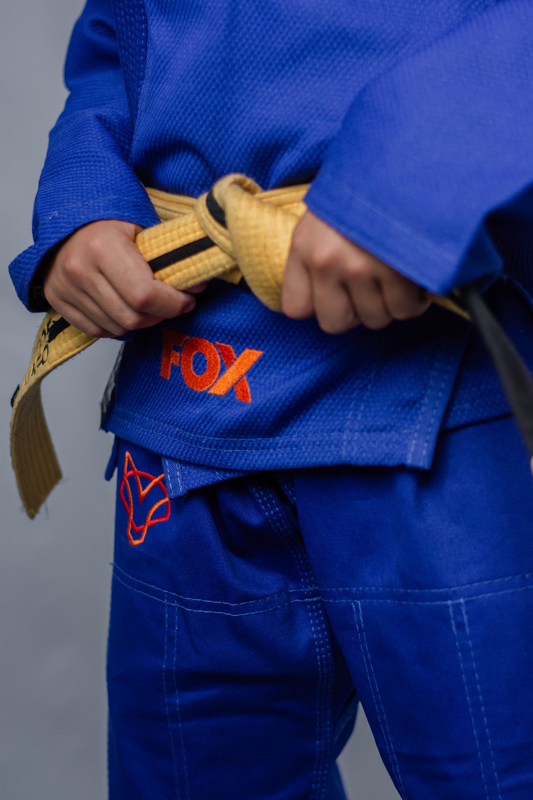 Kimono Masculino Kids Fox™ - Azul com logo Laranja