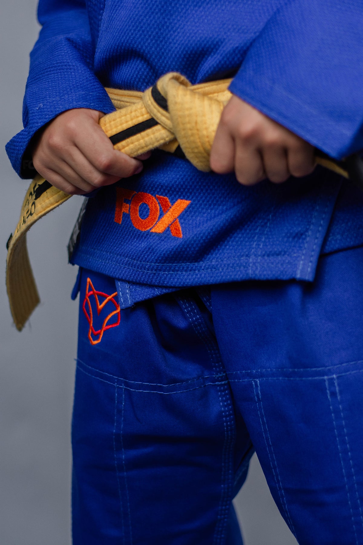 Kimono Masculino Kids Fox™ - Azul com logo Laranja