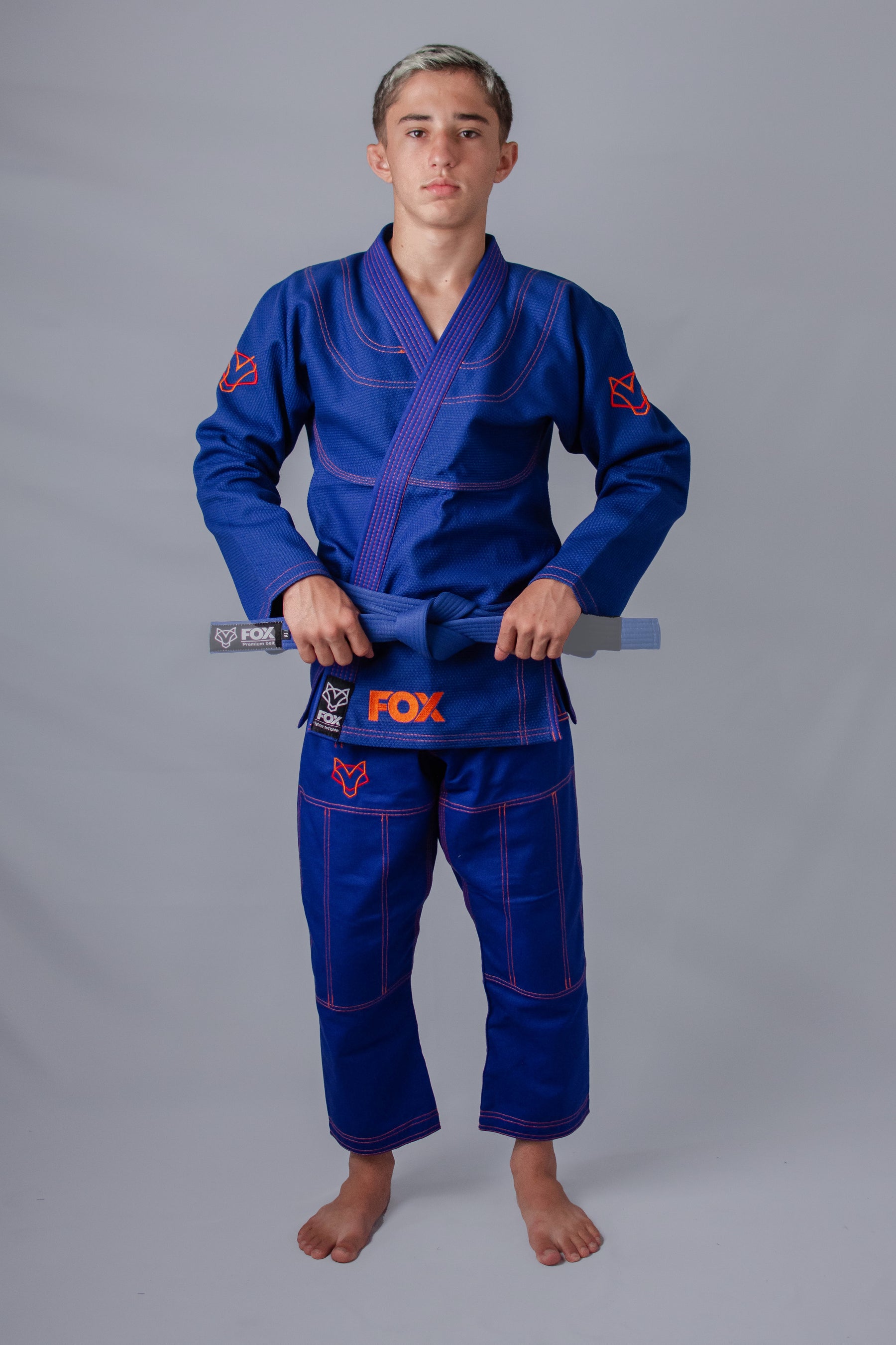 Kimono Classic Fox - Azul com Laranja