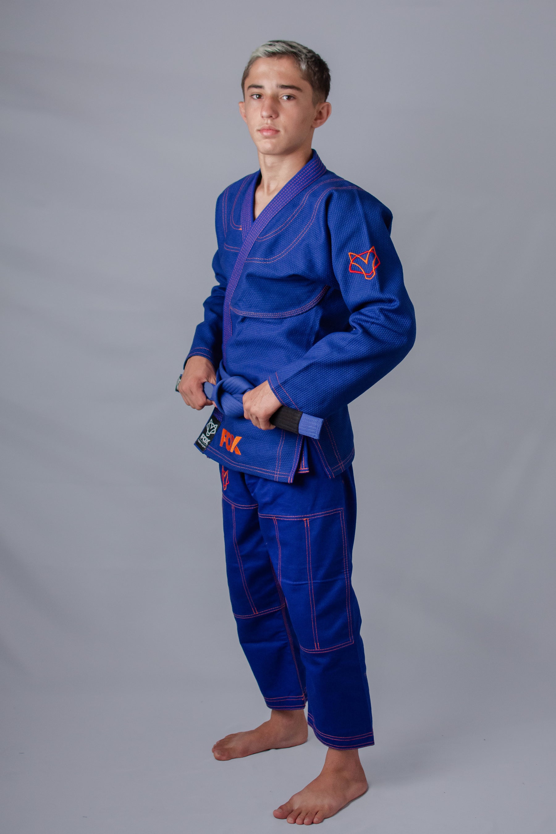 Kimono Classic Fox - Azul com Laranja
