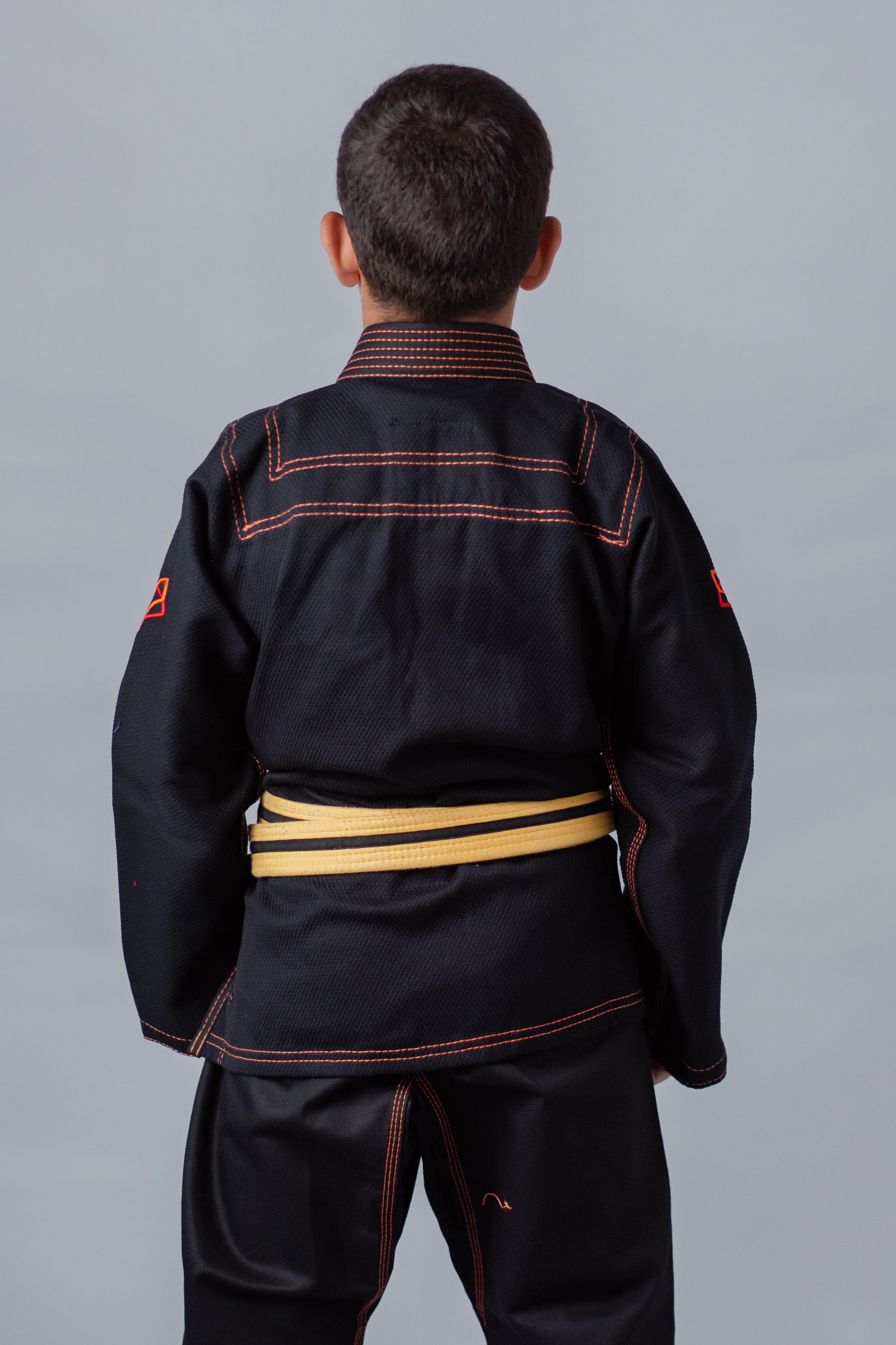 Kimono Masculino Kids Fox™ - Preto com Laranja