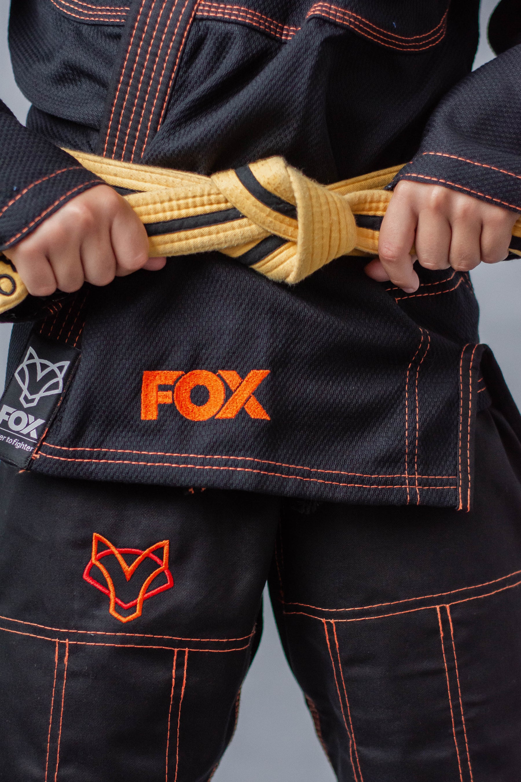 Kimono Masculino Kids Fox™ - Preto com Laranja