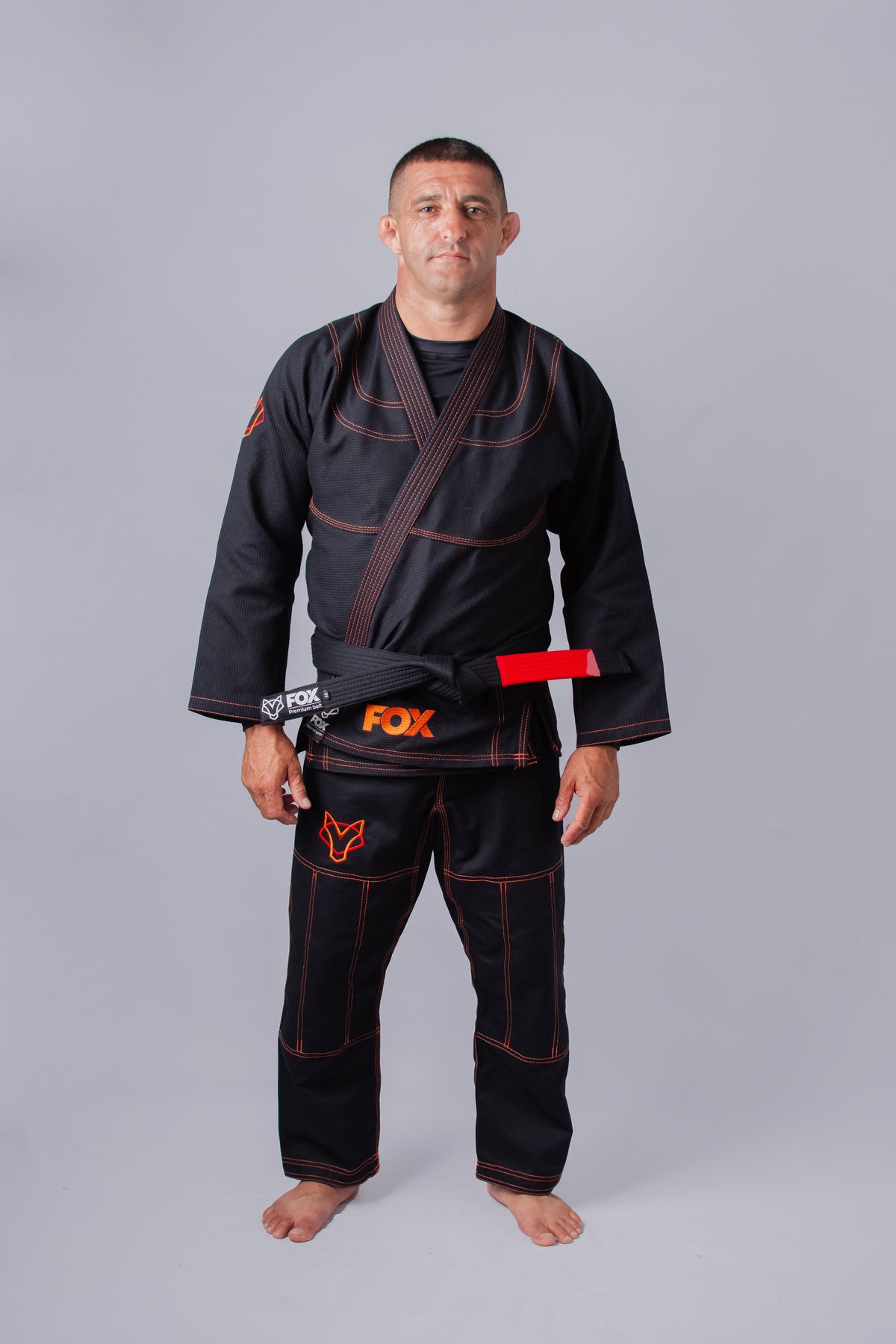 Kimono Classic Fox - Preto com Laranja