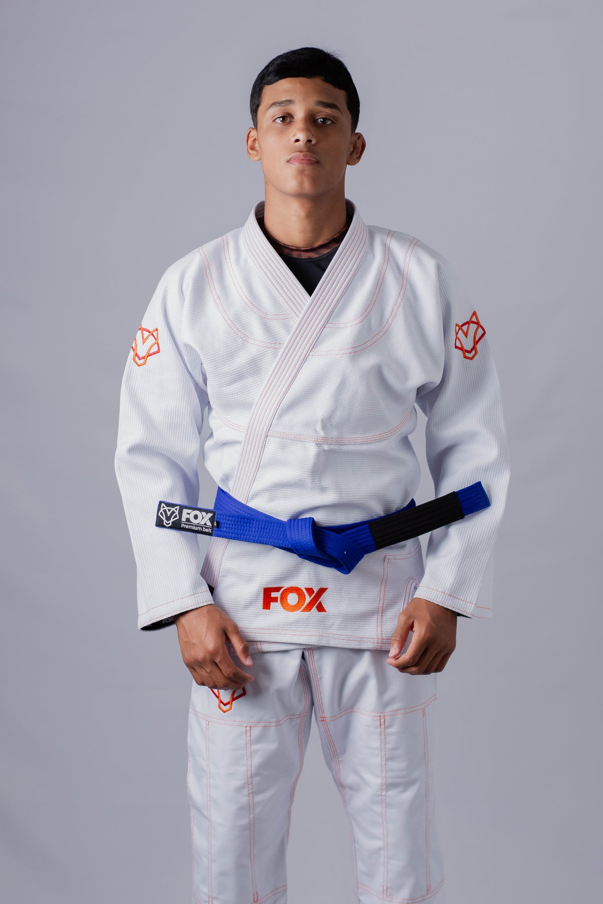 Kimono Classic Fox - Branco com Laranja