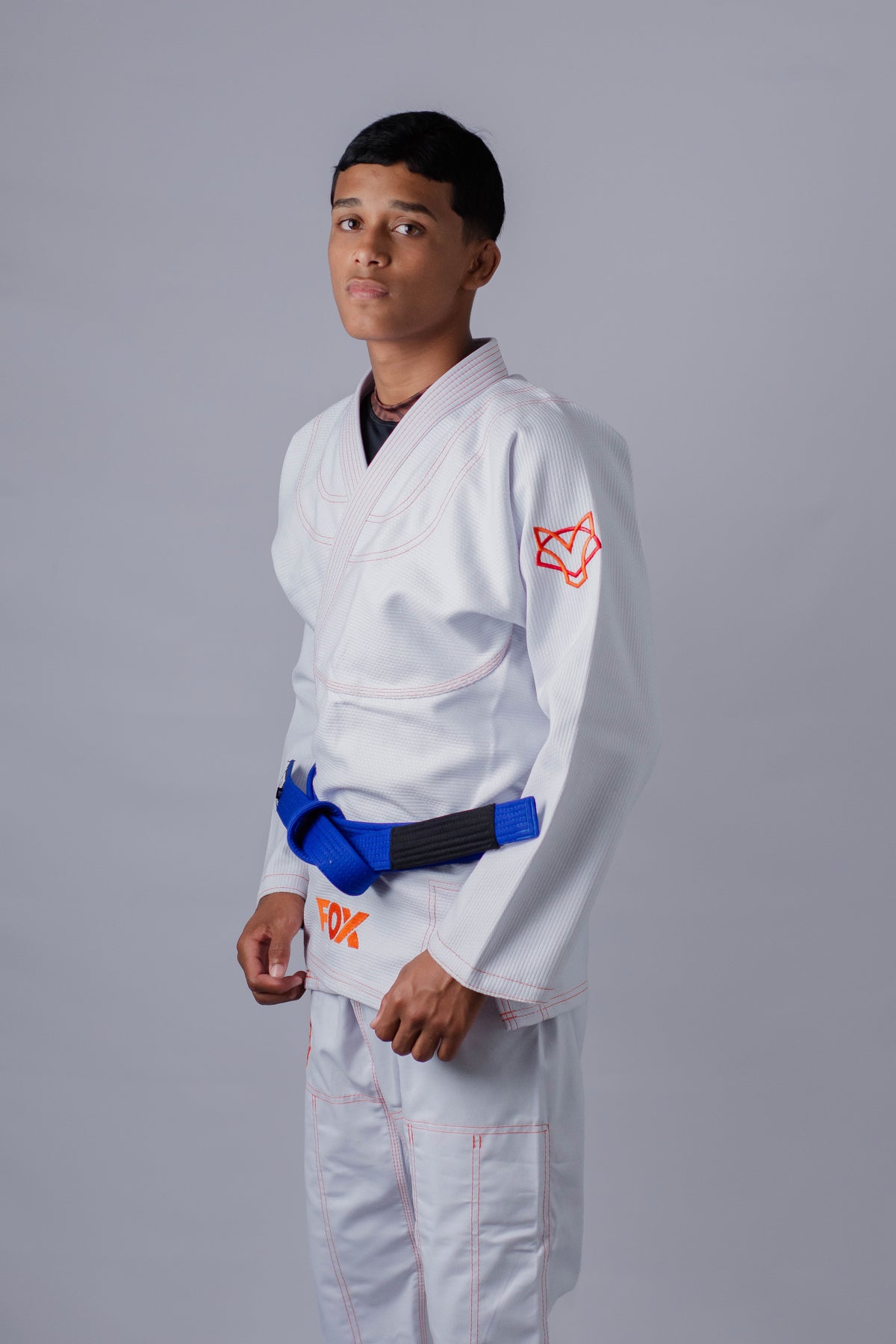 Kimono Classic Fox - Branco com Laranja