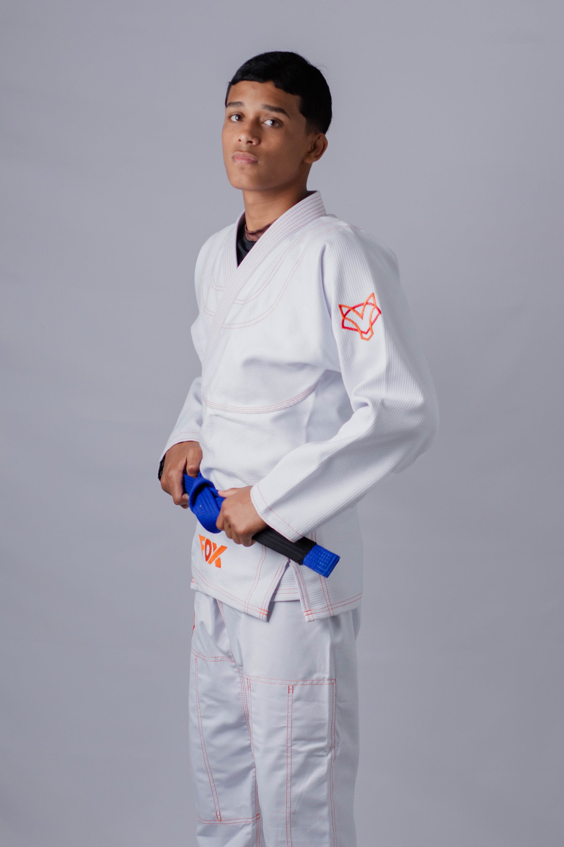 Kimono Classic Fox - Branco com Laranja