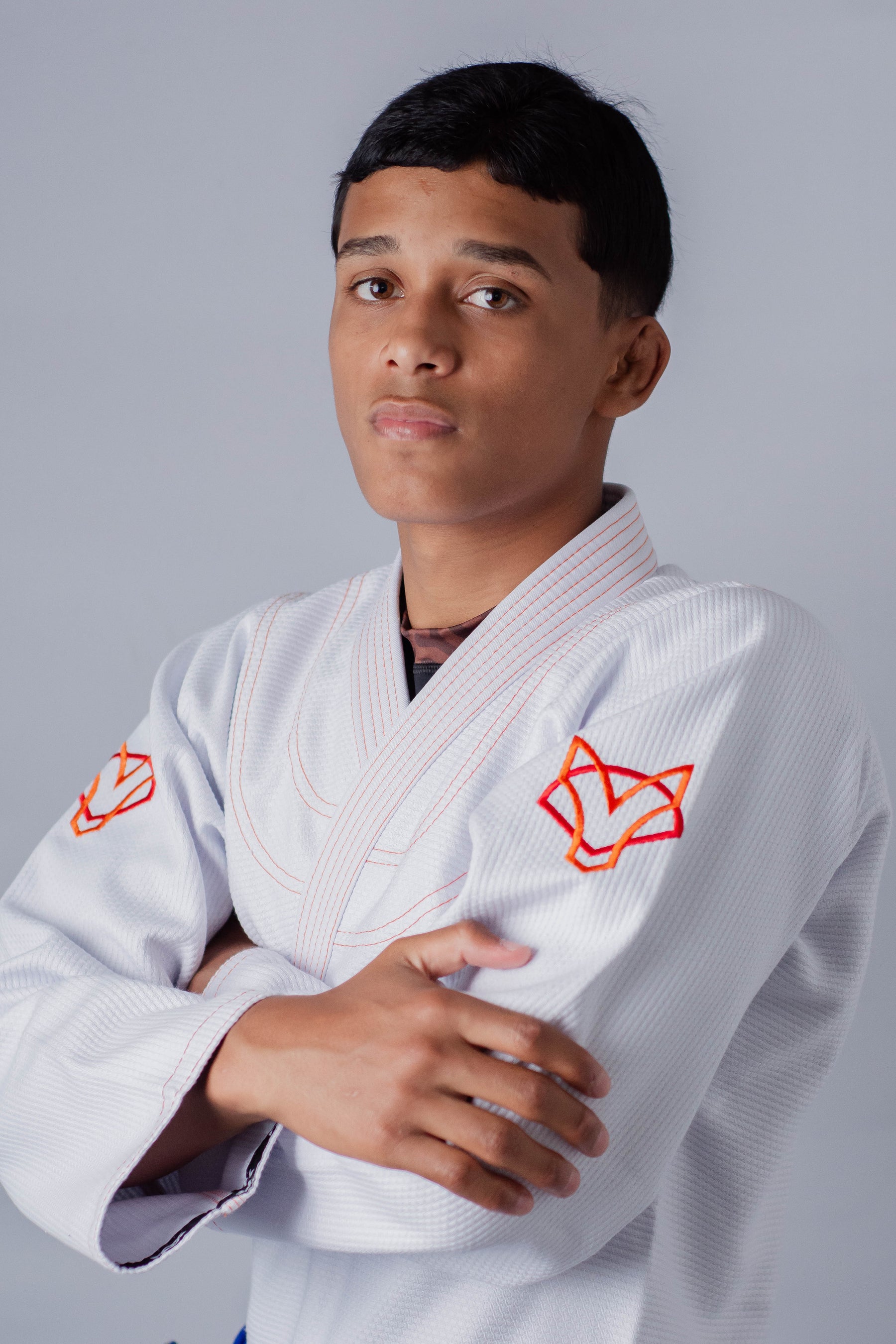 Kimono Classic Fox - Branco com Laranja
