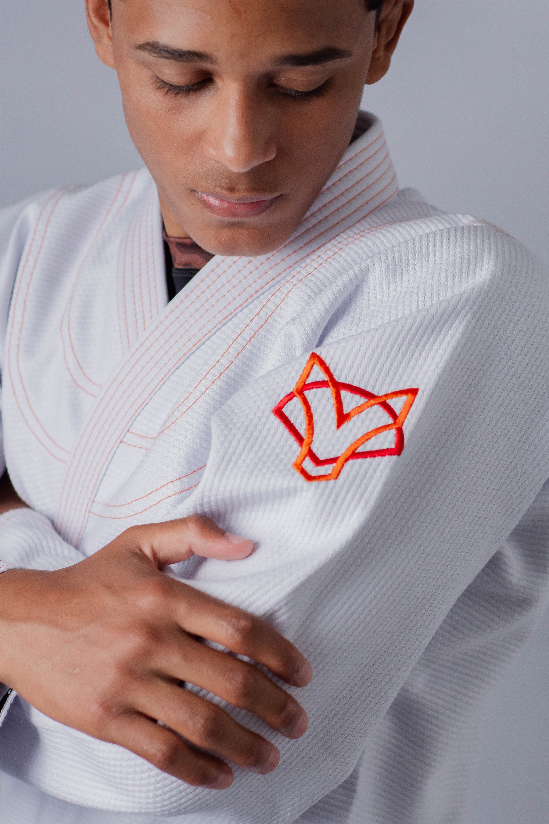 Kimono Classic Fox - Branco com Laranja