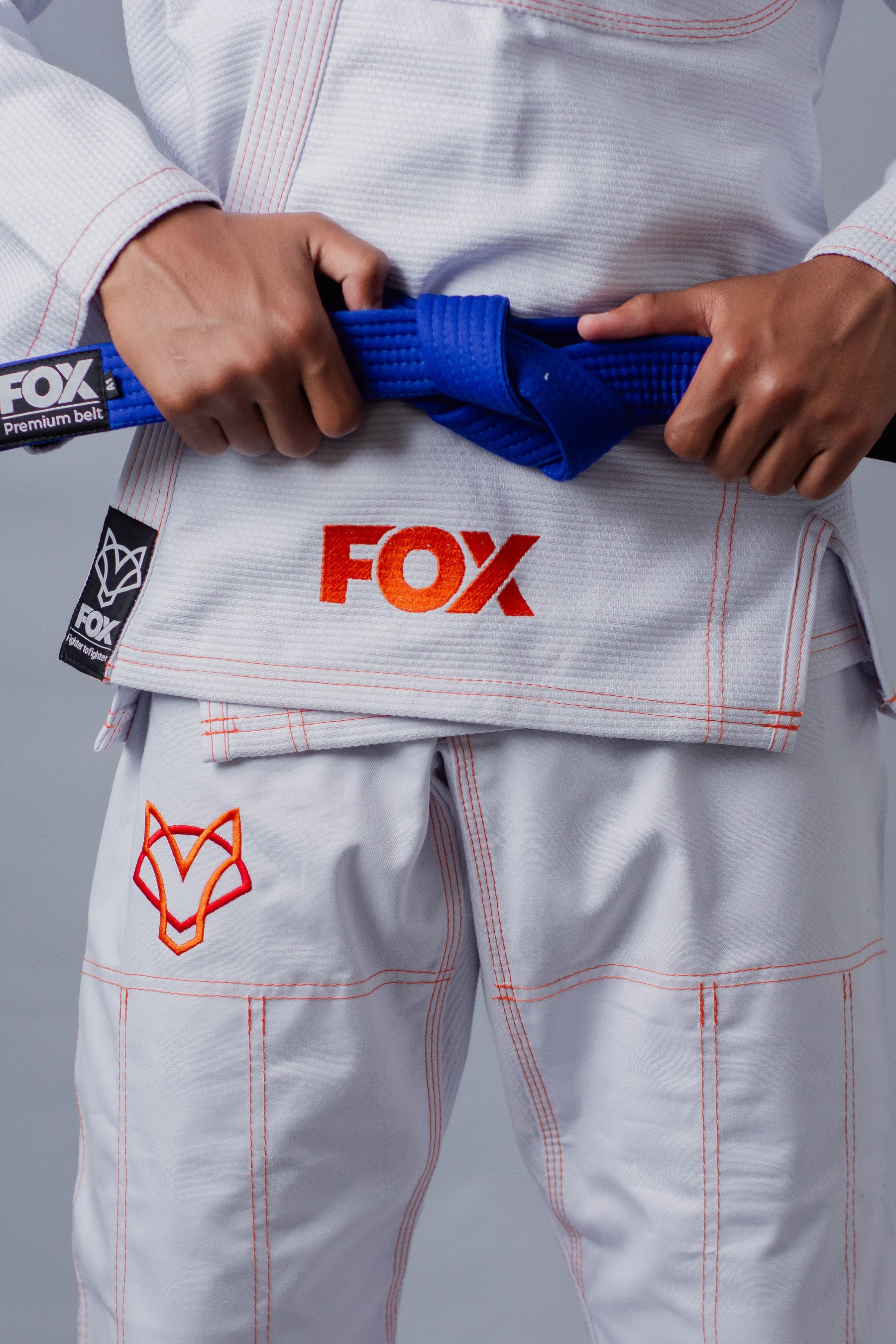 Kimono Classic Fox - Branco com Laranja