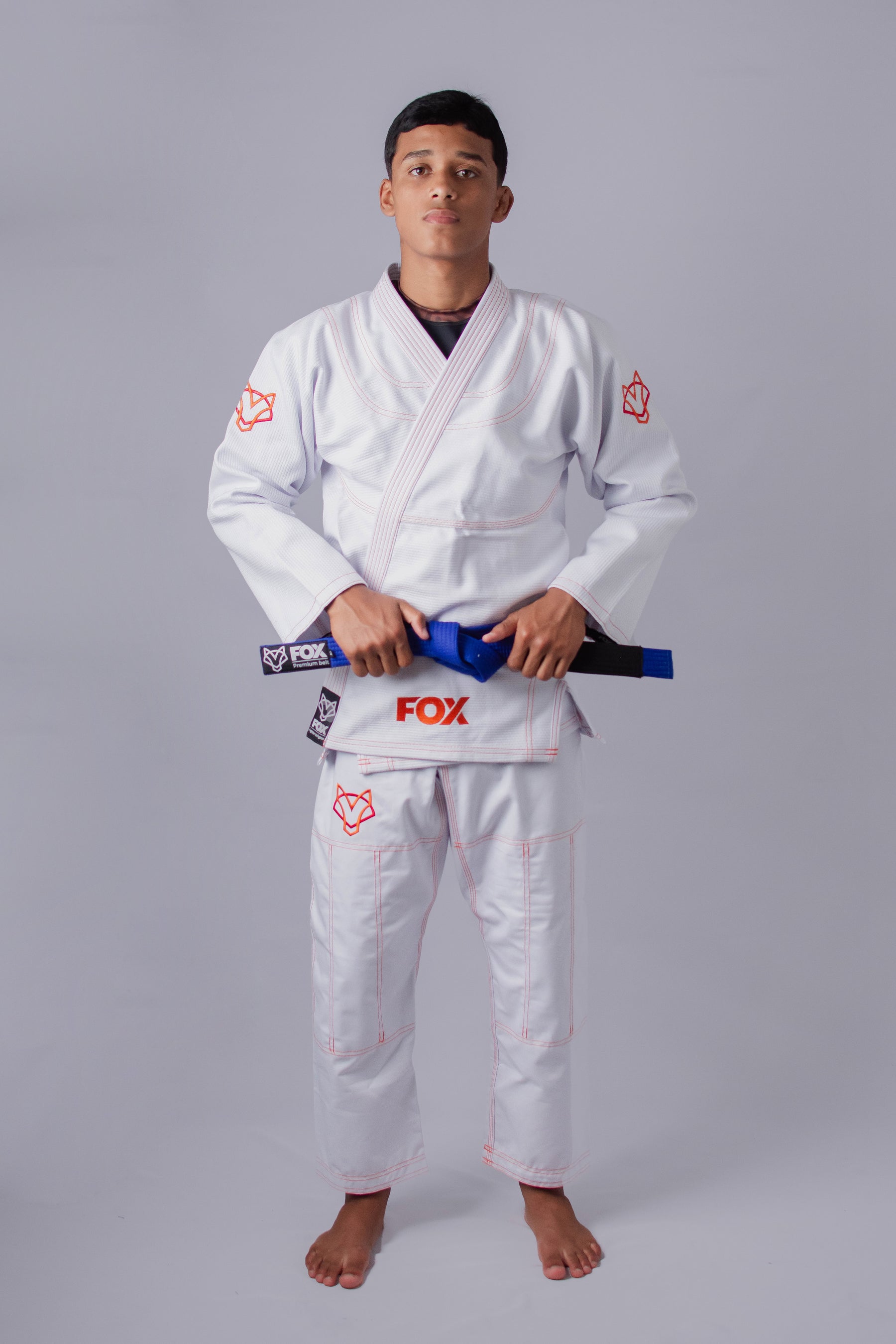 Kimono Classic Fox - Branco com Laranja