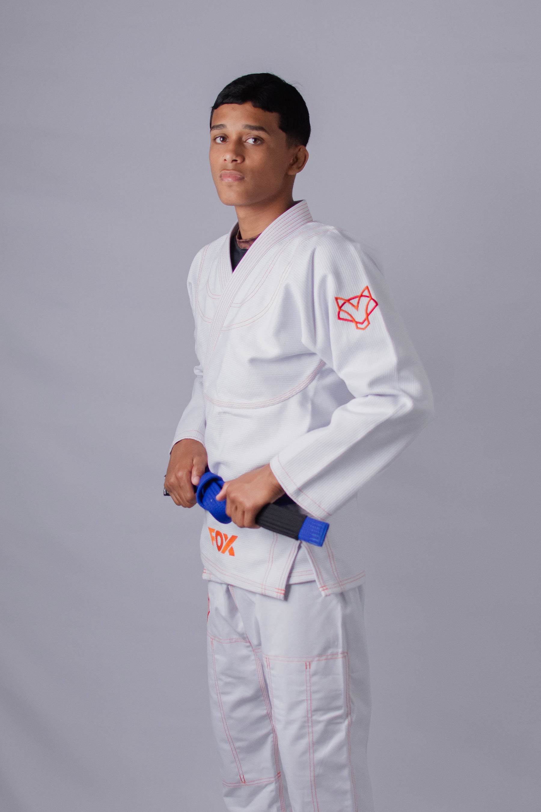 Kimono Classic Fox - Branco com Laranja