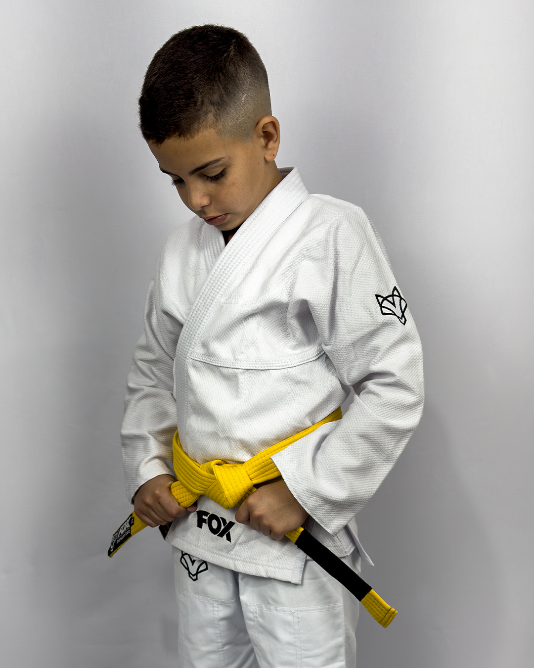 Kimono Masculino Kids Fox™ - Branco com Laranja