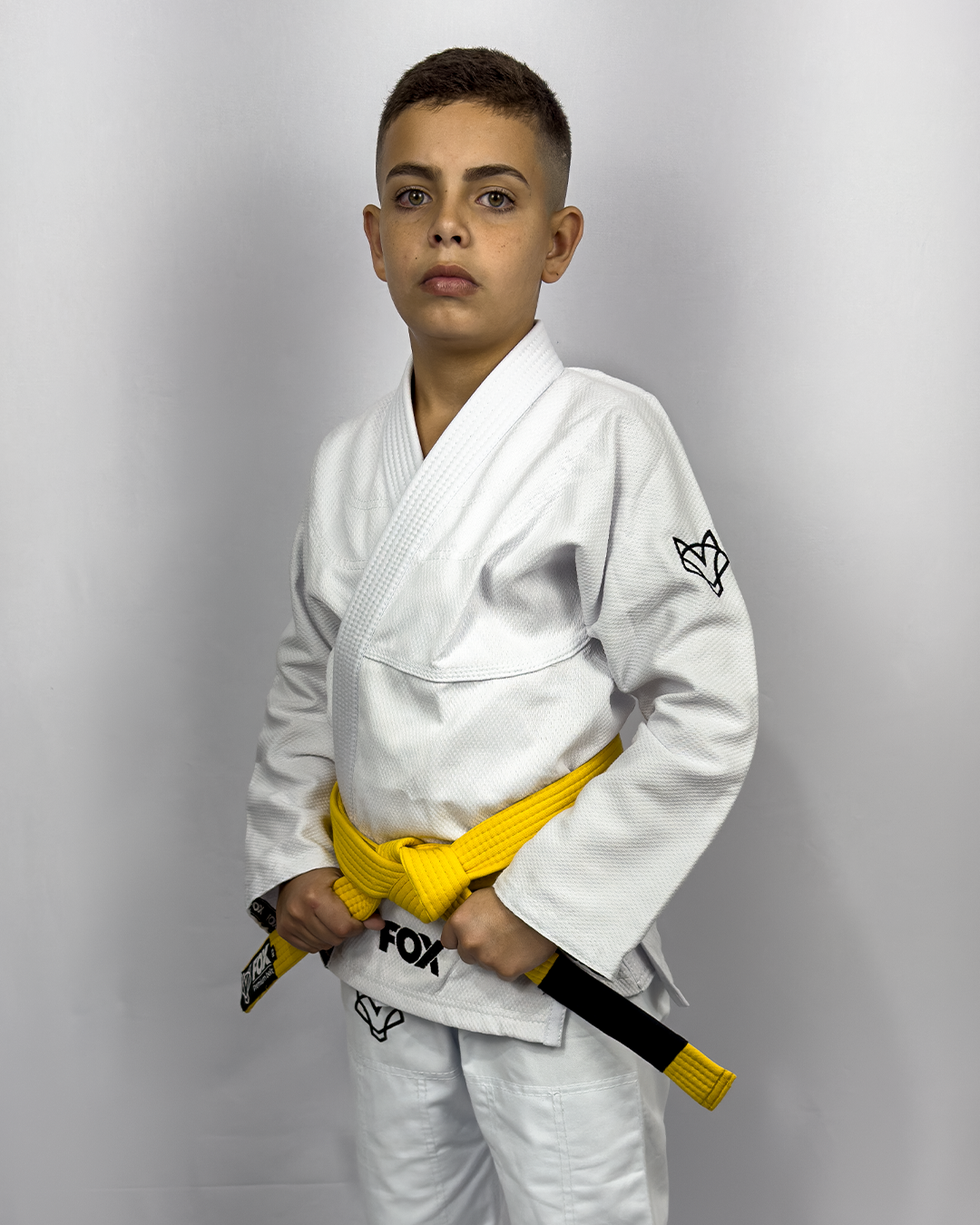 Kimono Masculino Kids Fox™ - Branco com Laranja