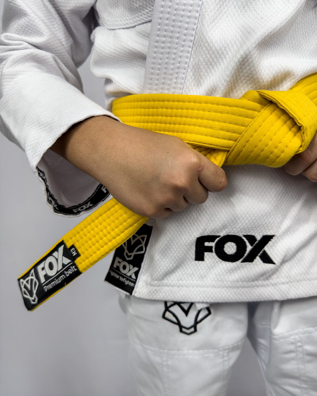 Kimono Masculino Kids Fox™ - Branco com Laranja