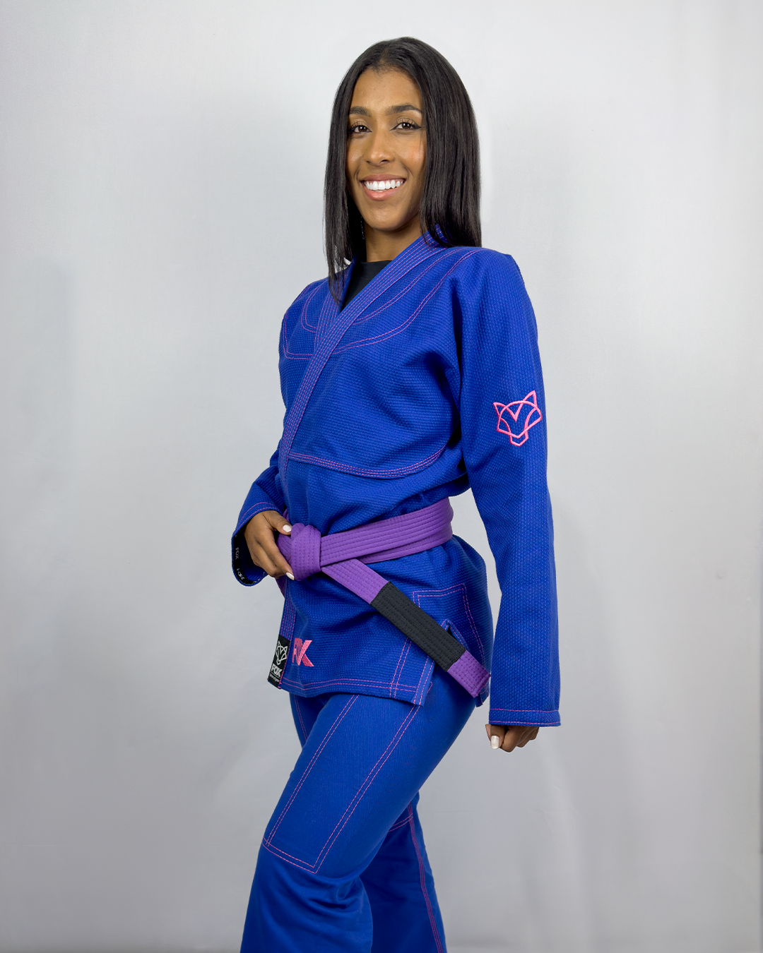 Kimono Sakura Fox - Azul com Rosa